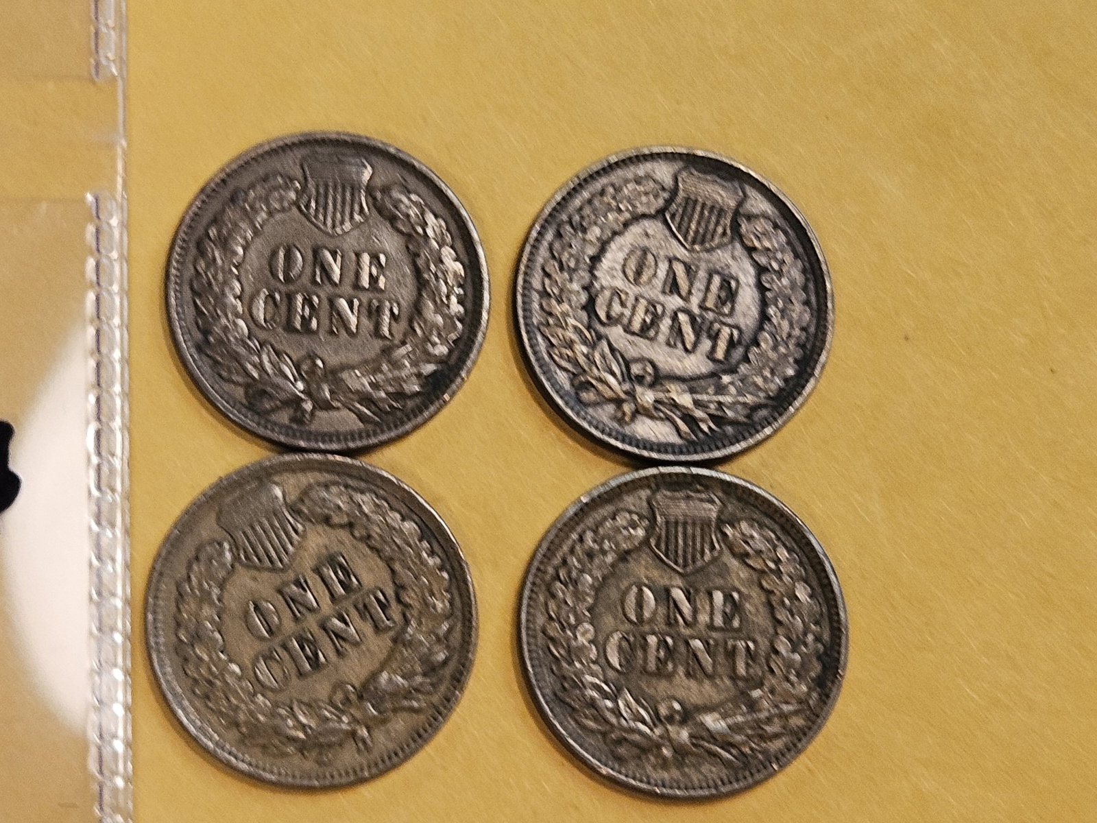 Four Indian Cents in Extra fine to About Uncirculated - 3