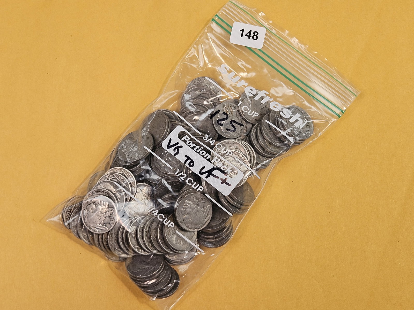 ONE Hundred twenty-five Buffalo Nickels: In Very Good to Very Fine plus