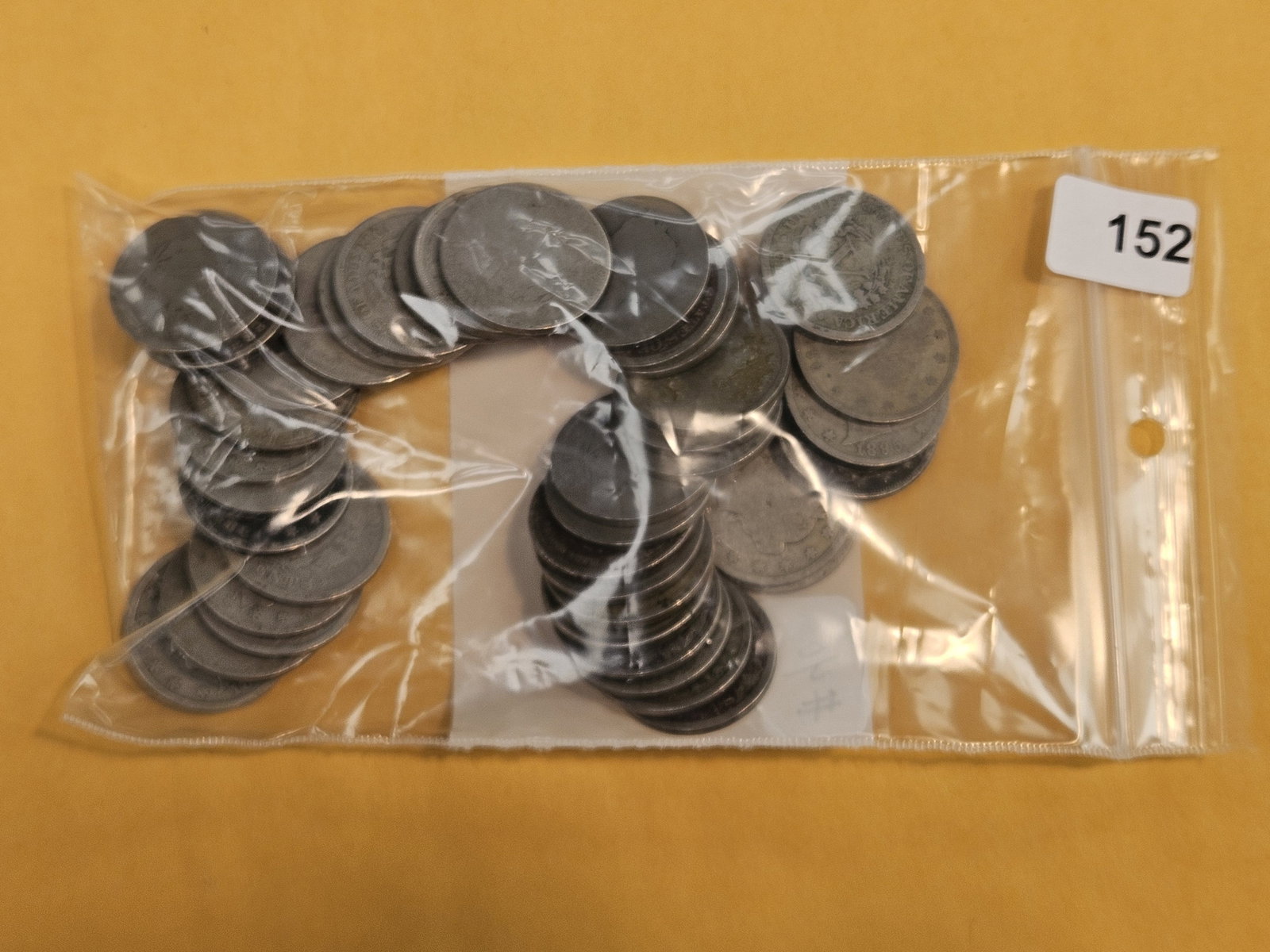 Forty Liberty "V" Nickels: All well circulated