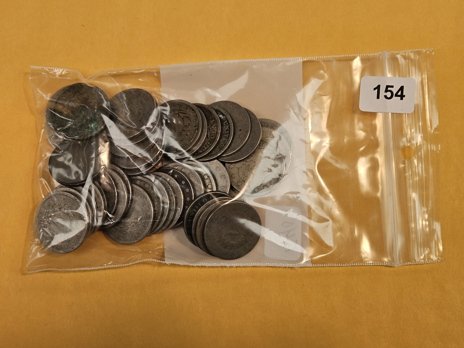 Forty Liberty "V" Nickels: All well circulated