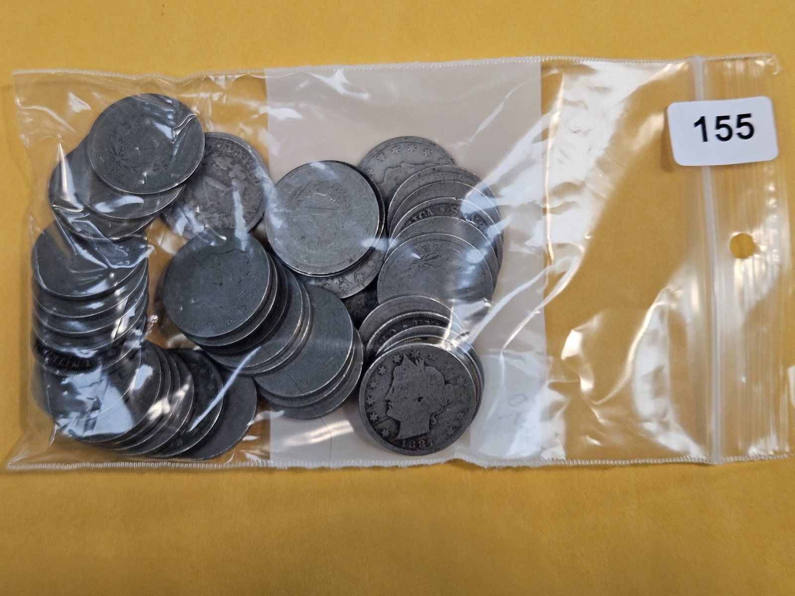 Forty Liberty "V" Nickels: All well circulated