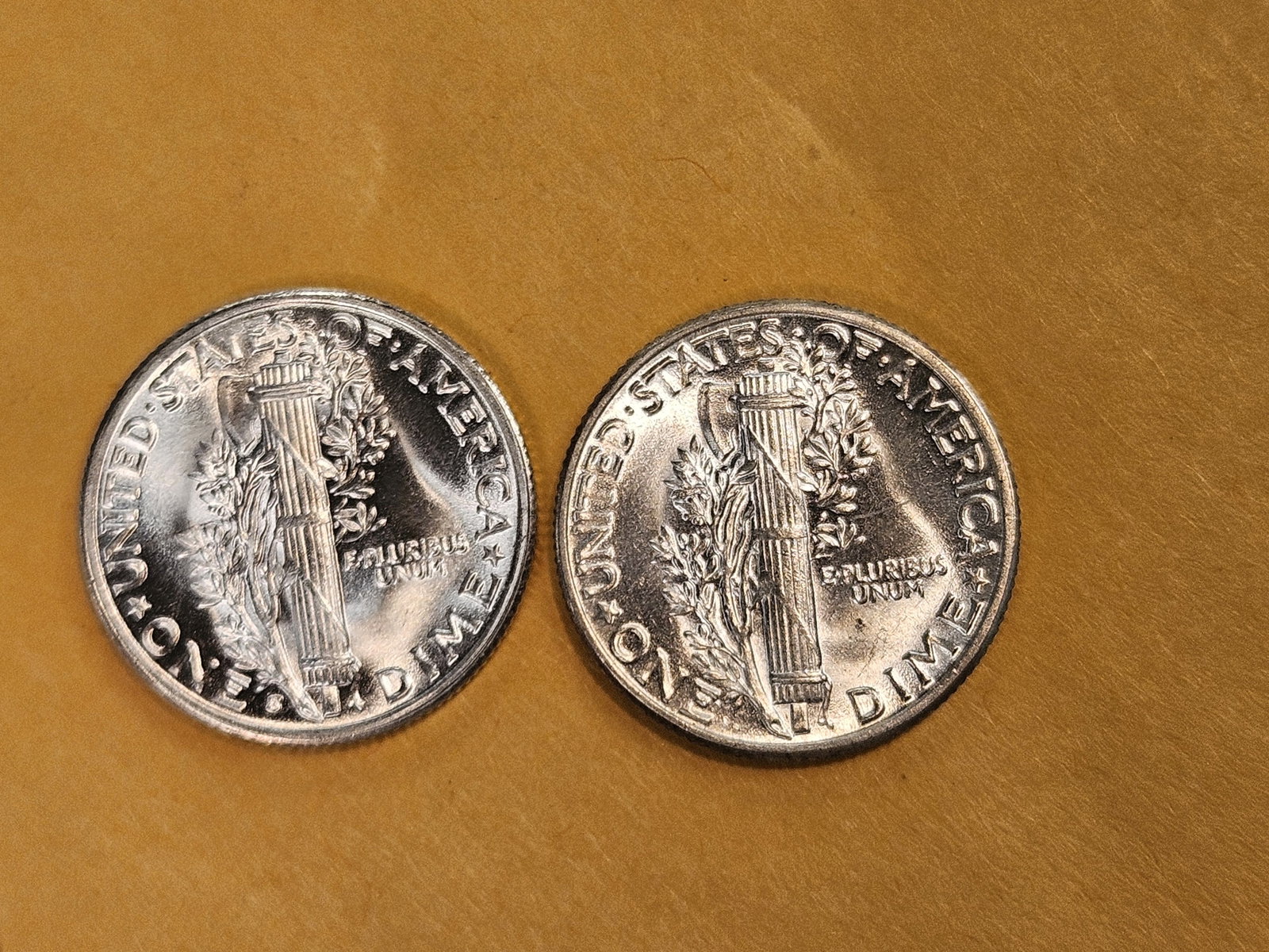 Two GEM Brilliant Uncirculated Mercury silver dimes - 6