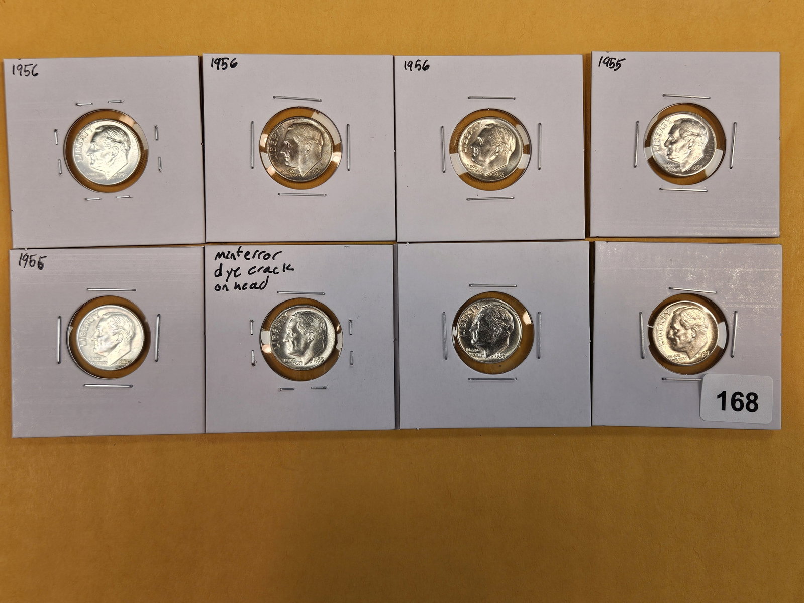 Eight Brilliant Uncirculated silver Roosevelt Dimes: All Choice to GEM. Some with nice toning