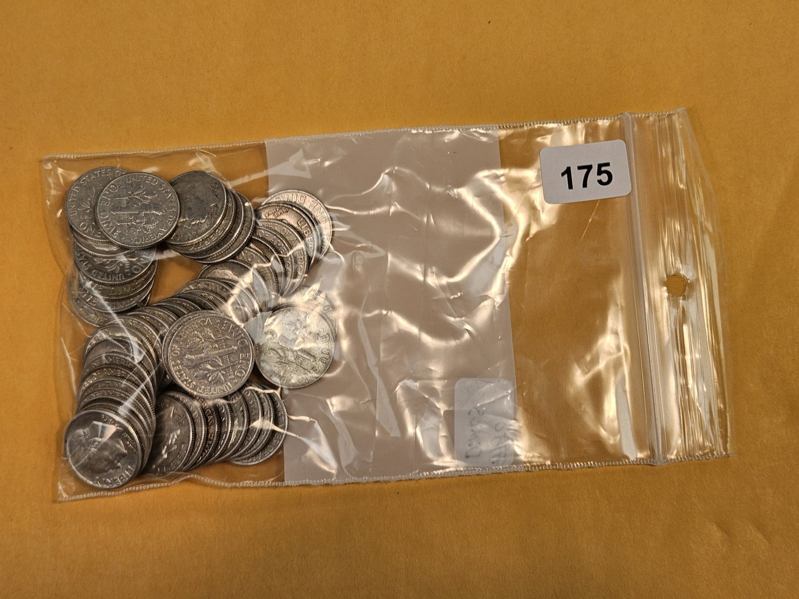Fifty silver Roosevelt dimes: Circulated