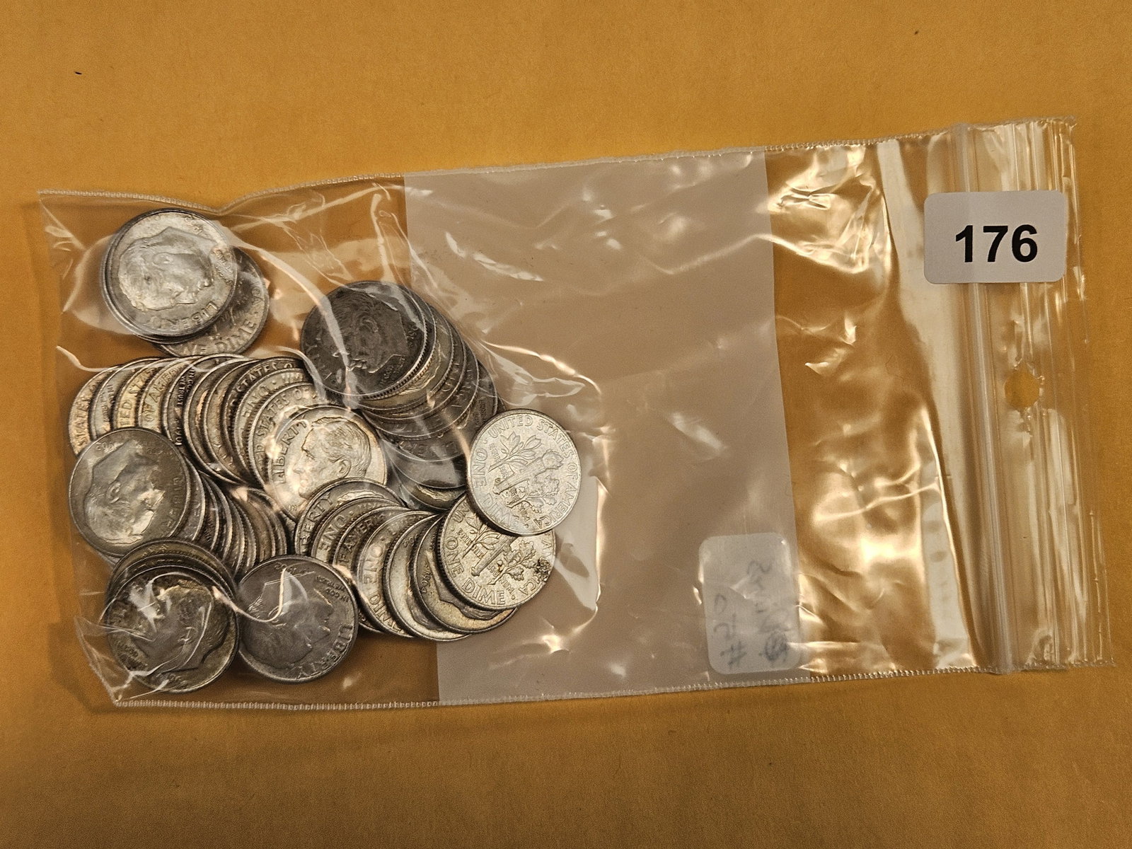 Fifty silver Roosevelt dimes: Circulated