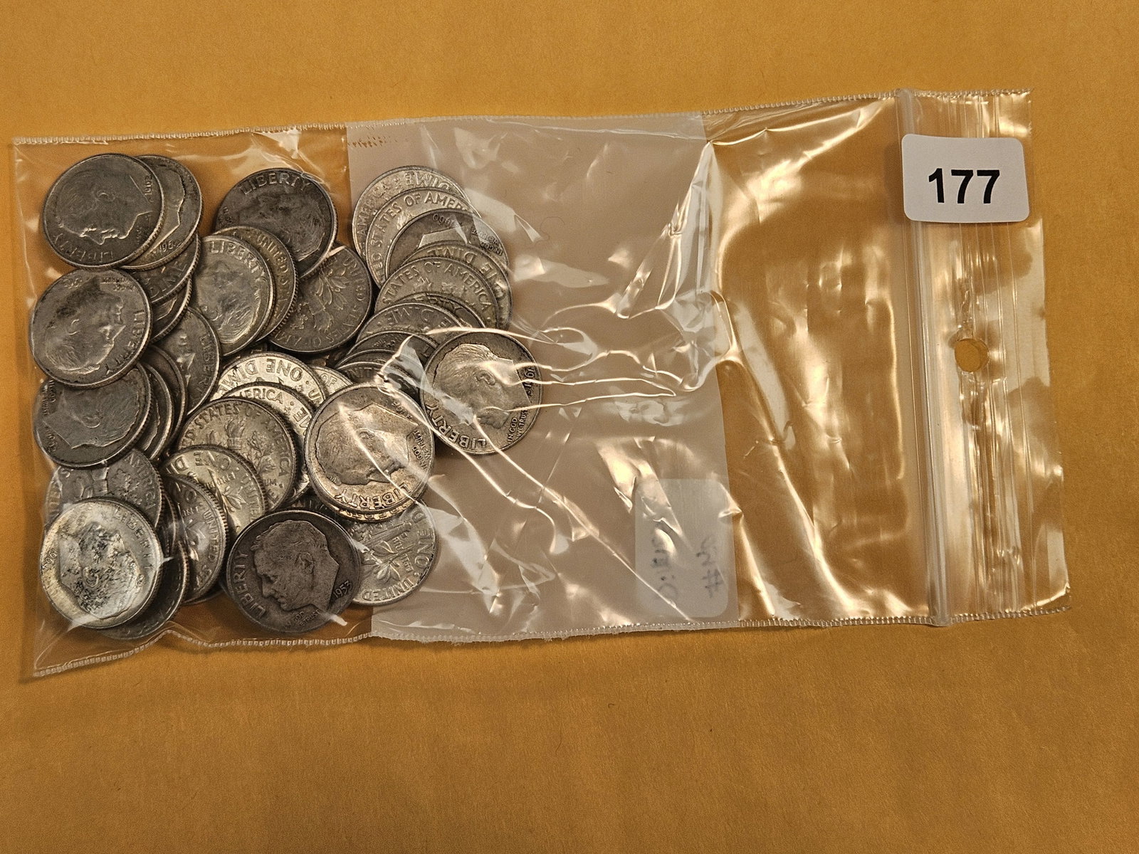 Fifty silver Roosevelt dimes: Circulated