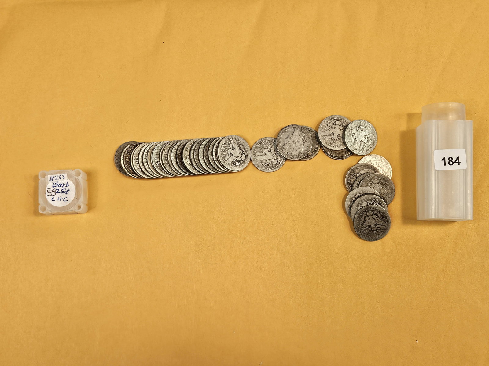 Forty-Four Barber silver Quarters: From consignor. Unchecked by us. Circulated
