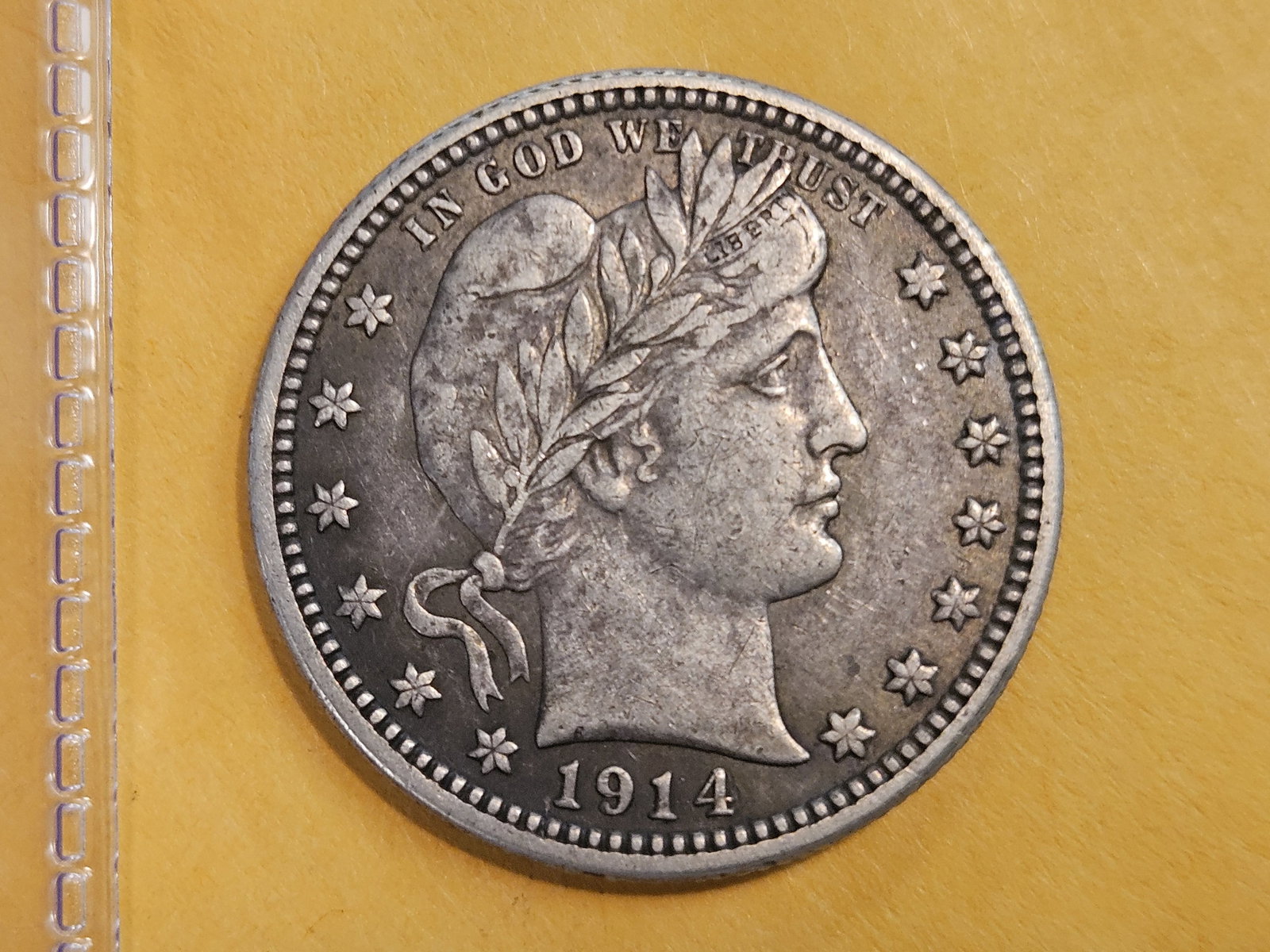 1914 Barber Silver Quarter in Extra Fine - 3