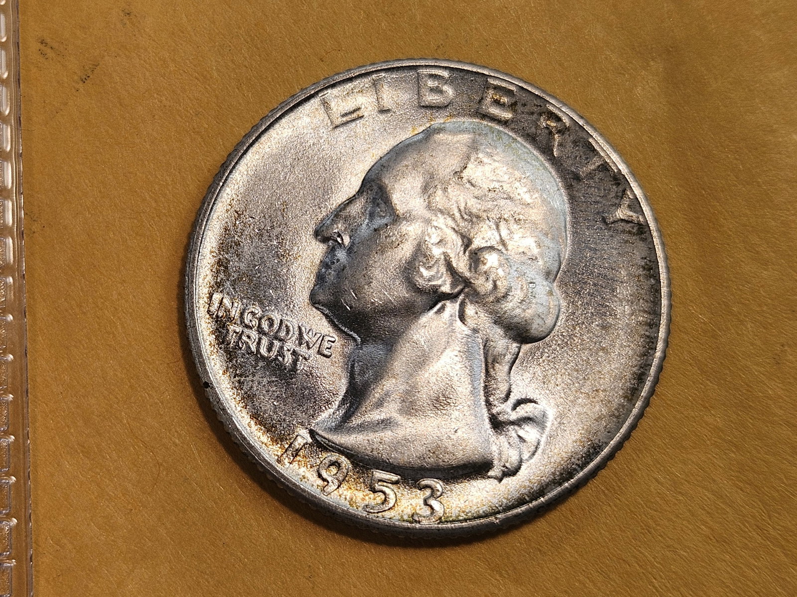 GEM Brilliant Uncirculated 1953-S Washington Quarter: Very light tone