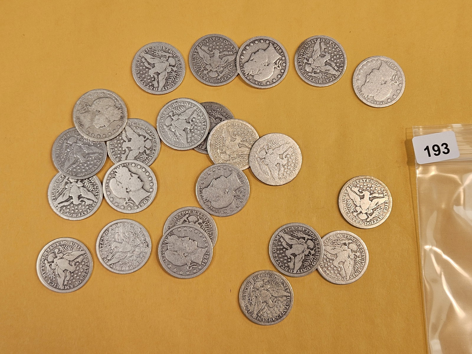 Twenty-three silver Barber Quarters (1 of 1)
