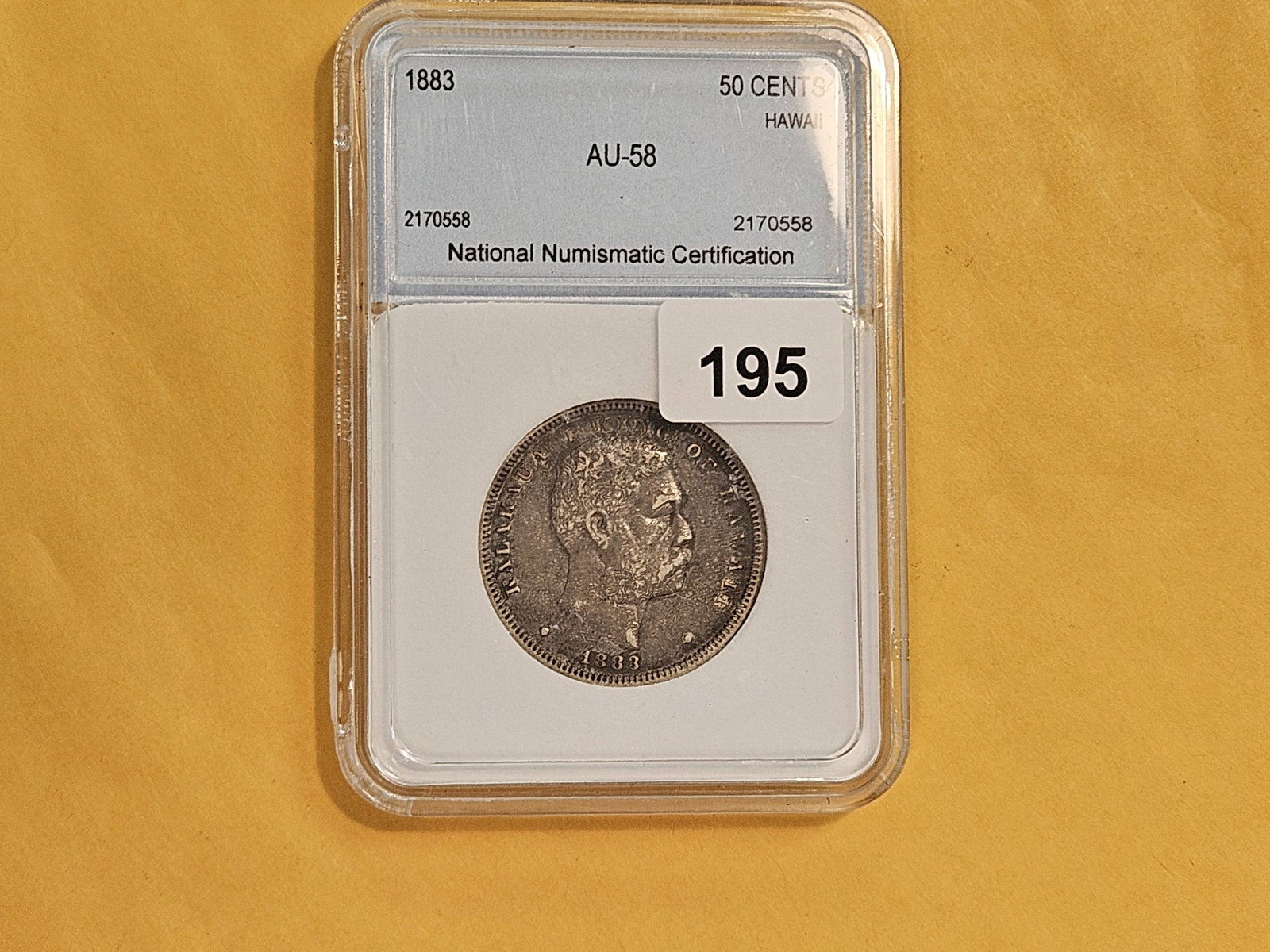 Scarce 1883 Hawaii Half-Dollar in About Uncirculated plus - 2