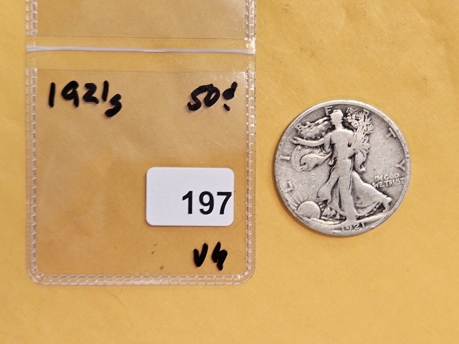 Key Date 1921-S Walking Liberty silver Half Dollar in Very Good - 2