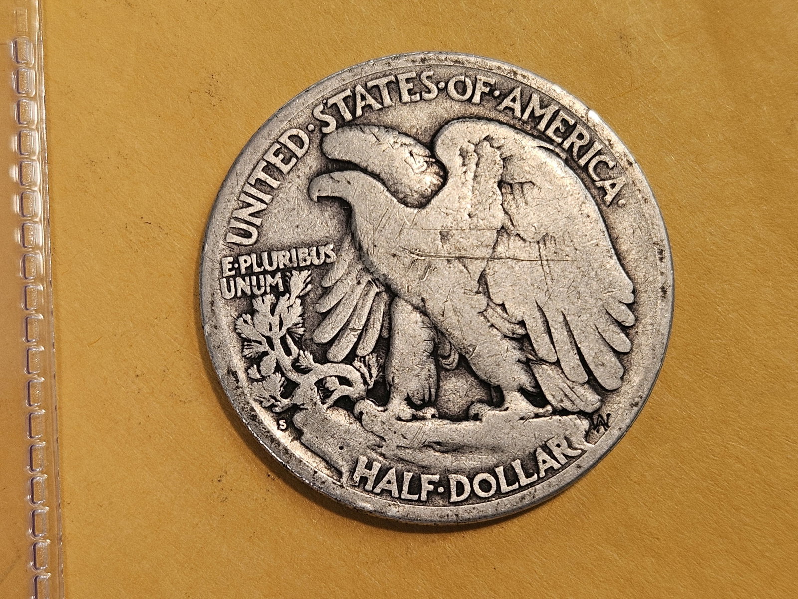 Key Date 1921-S Walking Liberty silver Half Dollar in Very Good - 3