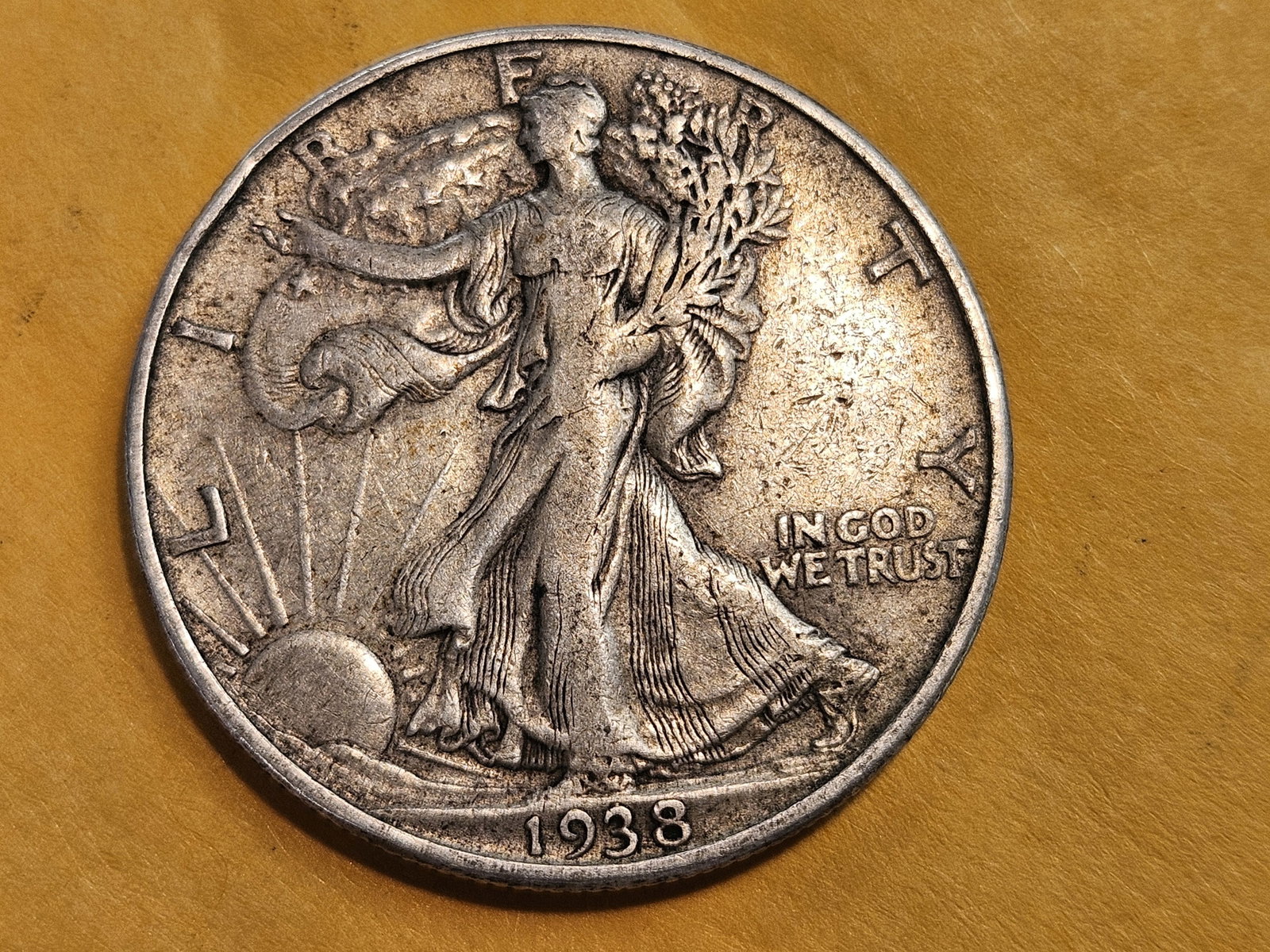 * Key Date 1938-D Walking Liberty Half Dollar in Very Fine plus: Almost XF!