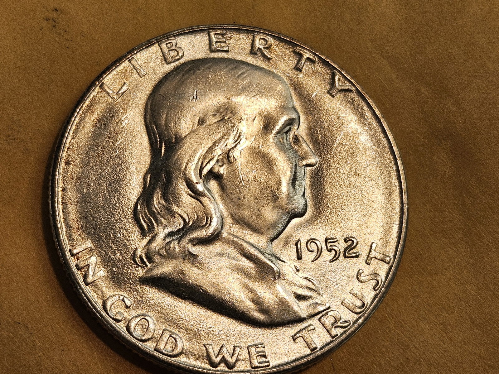 ** KEY GRADE ** Very Choice Brilliant Uncirculated 1952-S Franklin Half Dollar FULL BELL LINES!! - 4