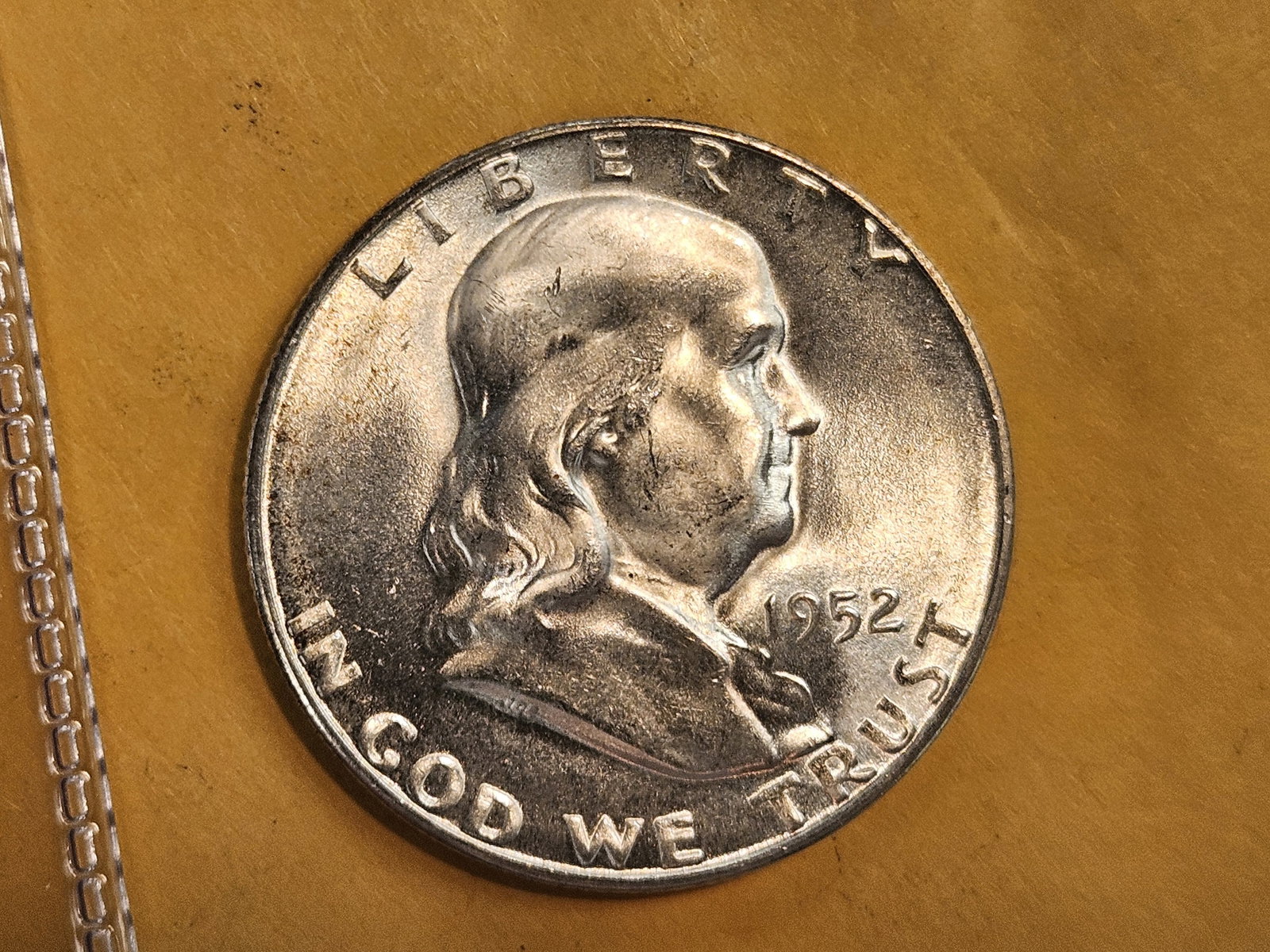 ** KEY GRADE ** Very Choice Brilliant Uncirculated 1952-S Franklin Half Dollar FULL BELL LINES!! - 5