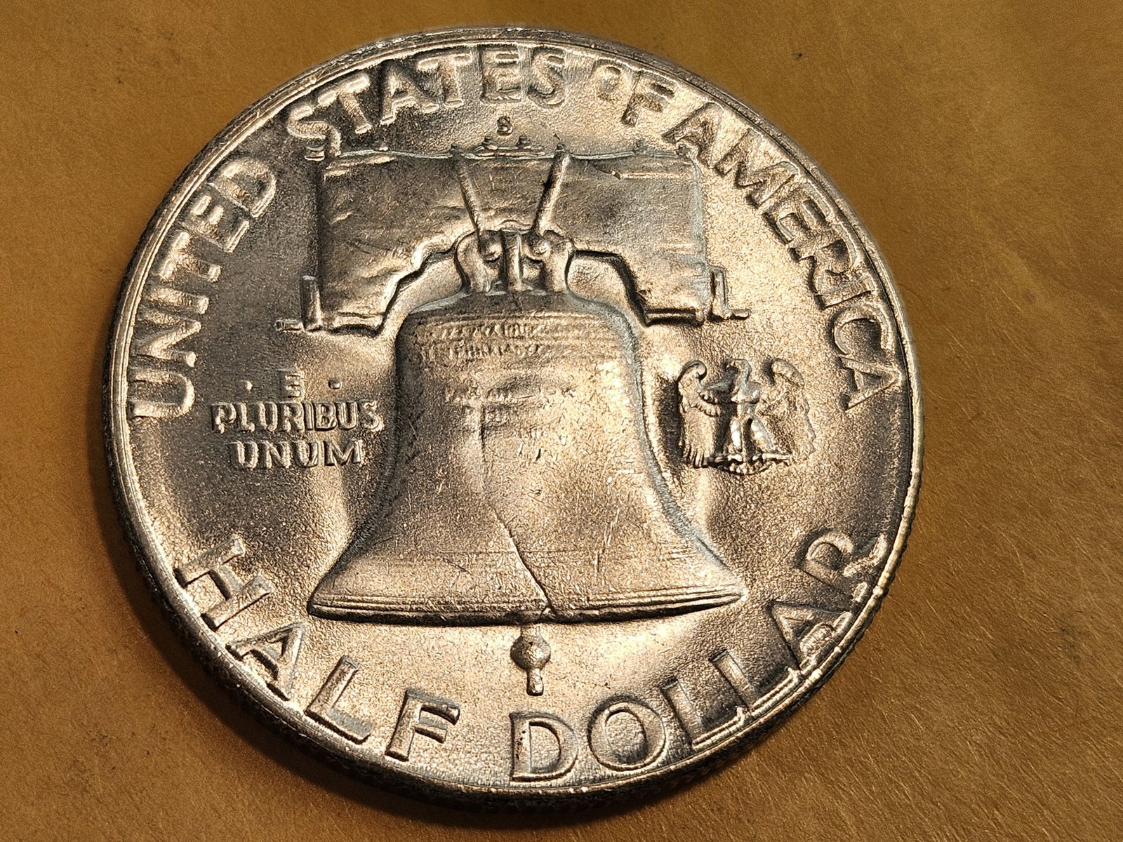 ** KEY GRADE ** Very Choice Brilliant Uncirculated 1952-S Franklin Half Dollar FULL BELL LINES!! - 6