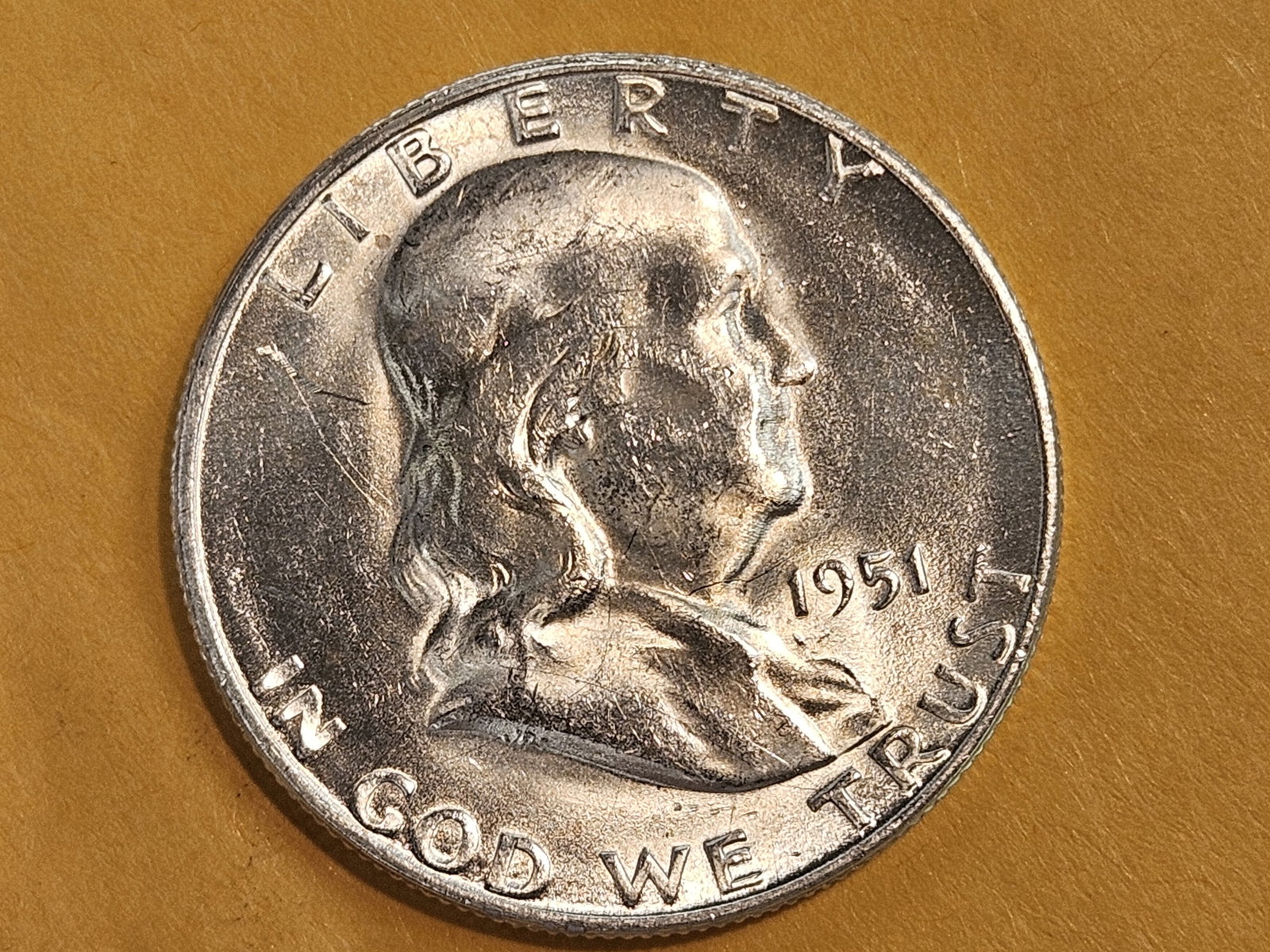Choice Brilliant Uncirculated 1951-S Franklin silver half dollar (1 of 3)