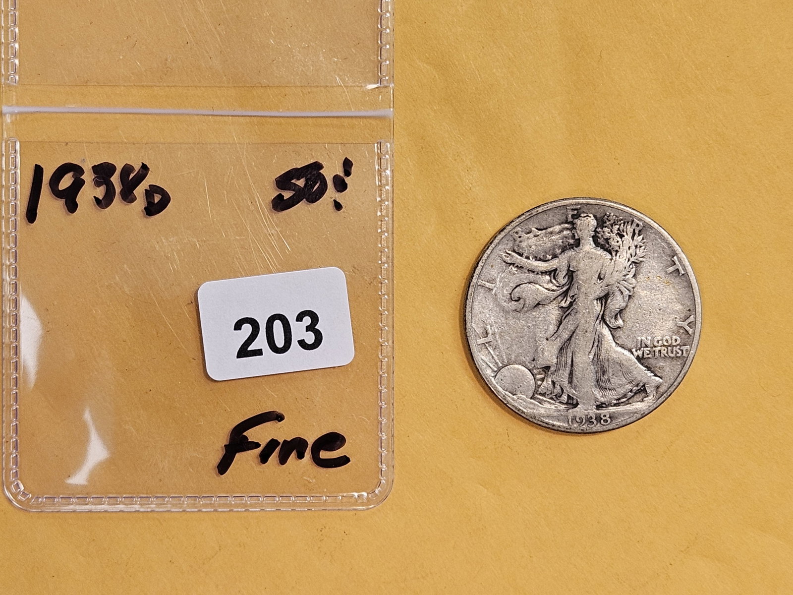 Key Date 1938-D Walking Liberty Half Dollar - 2