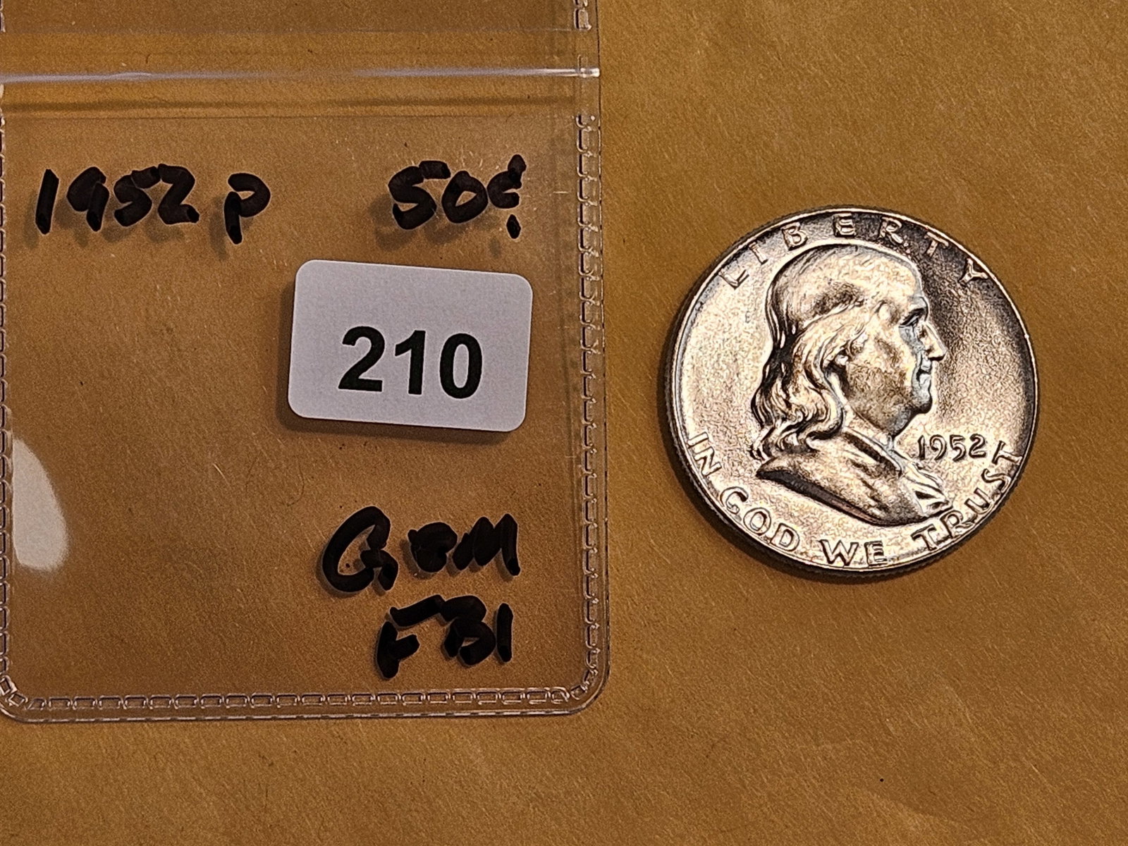 GEM Brilliant Uncirculated 1952 Franklin Half Dollar FBL - 2