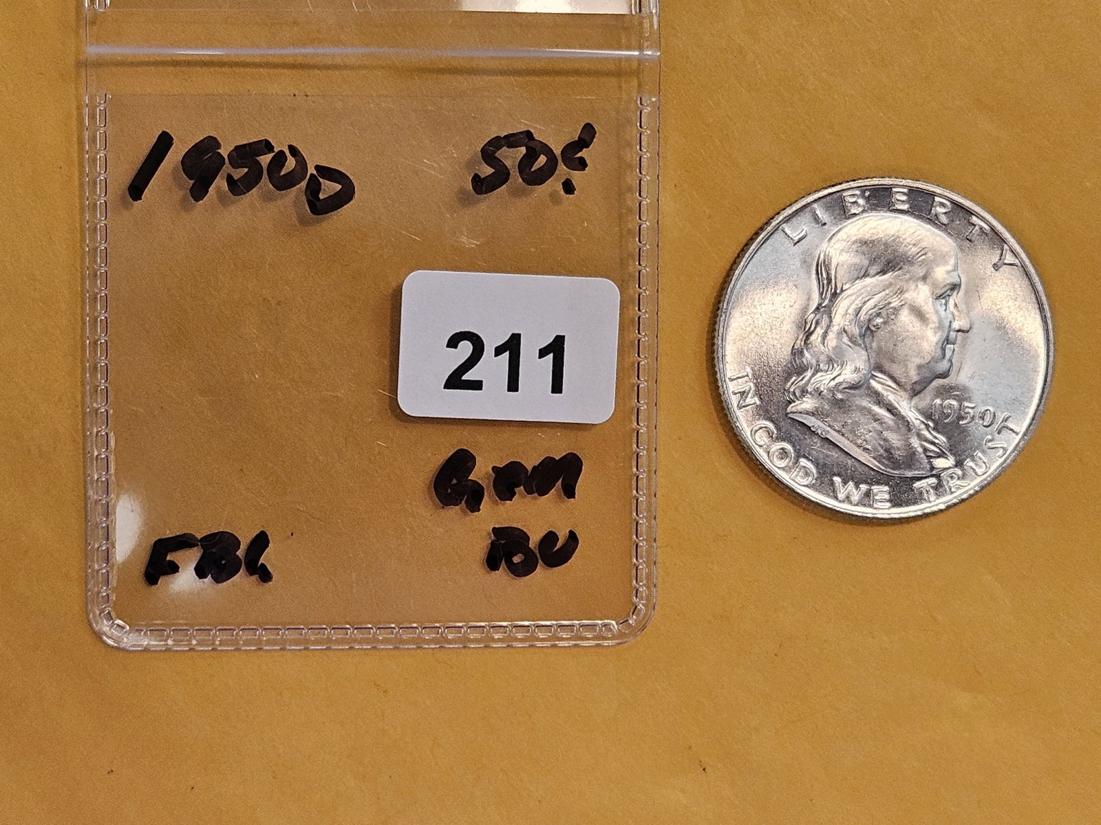 GEM Brilliant Uncirculated 1950-D Franklin Half Dollar FBL - 2