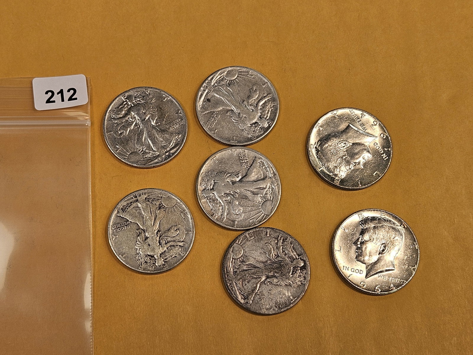 Seven mixed silver Half Dollars - 2