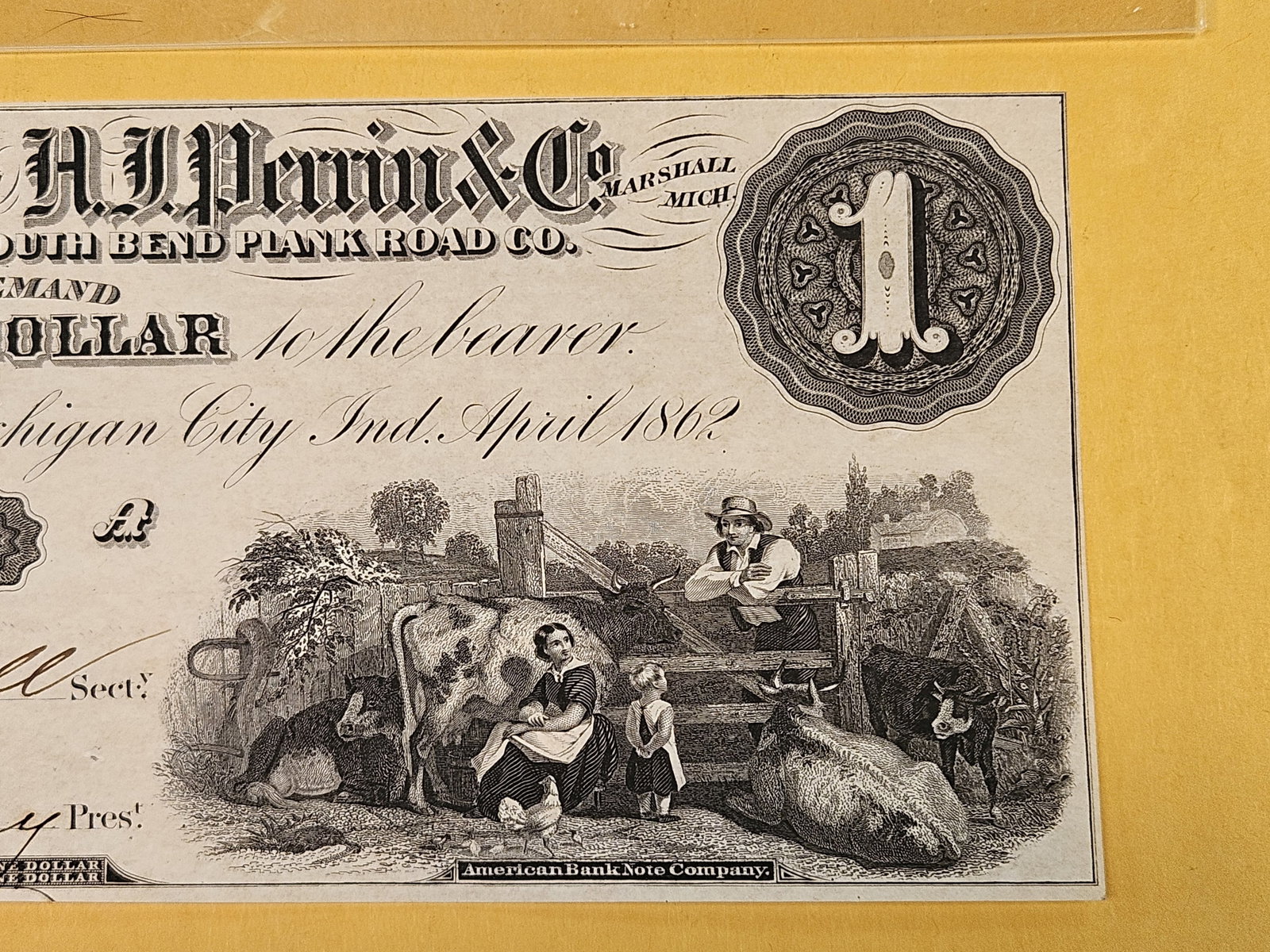 ** Scarce ** Crisp 1862 Obsolete One Dollar Note - 5