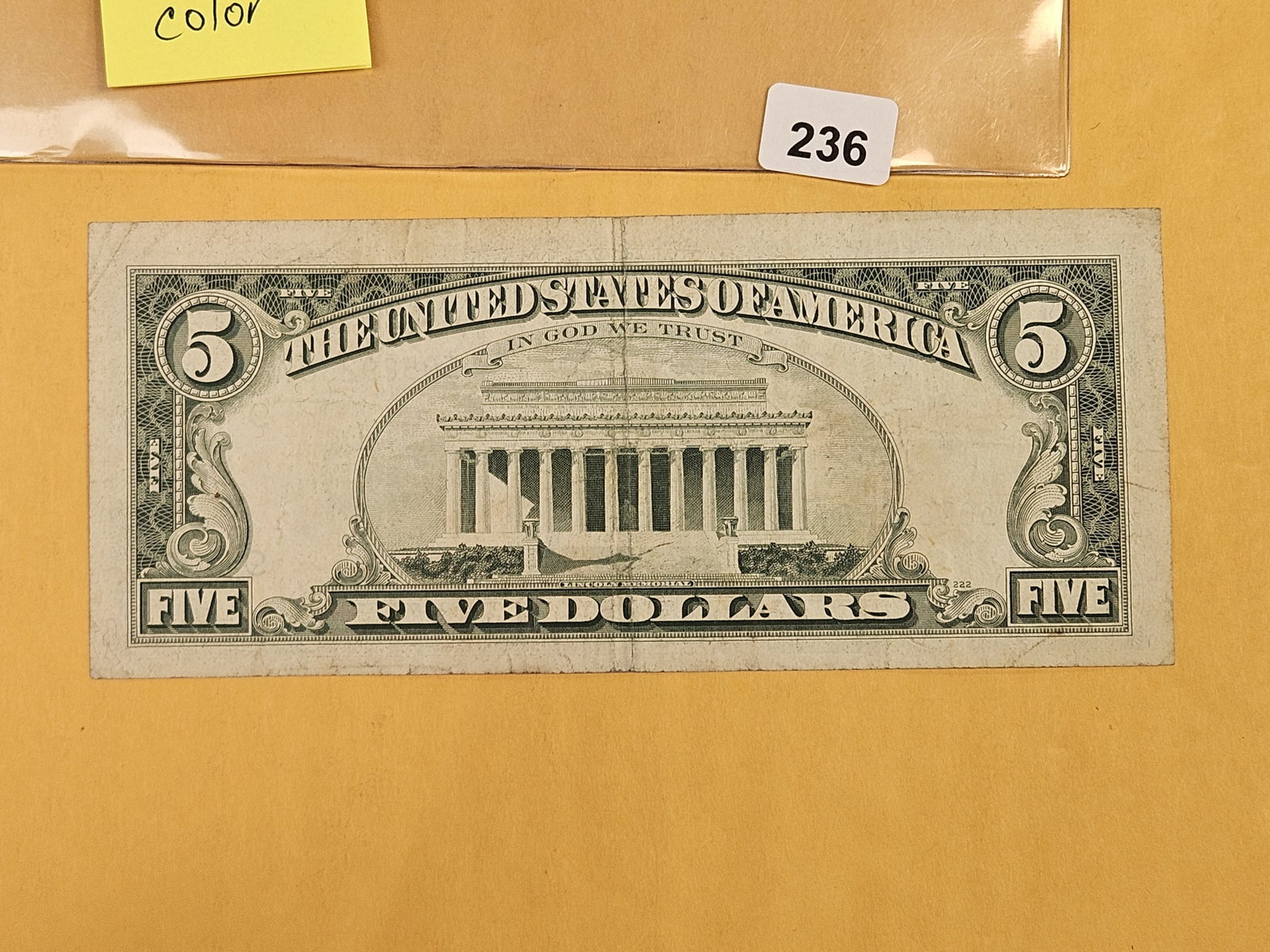 BEP ERROR! Series 1974 Five Dollar FRN - 4