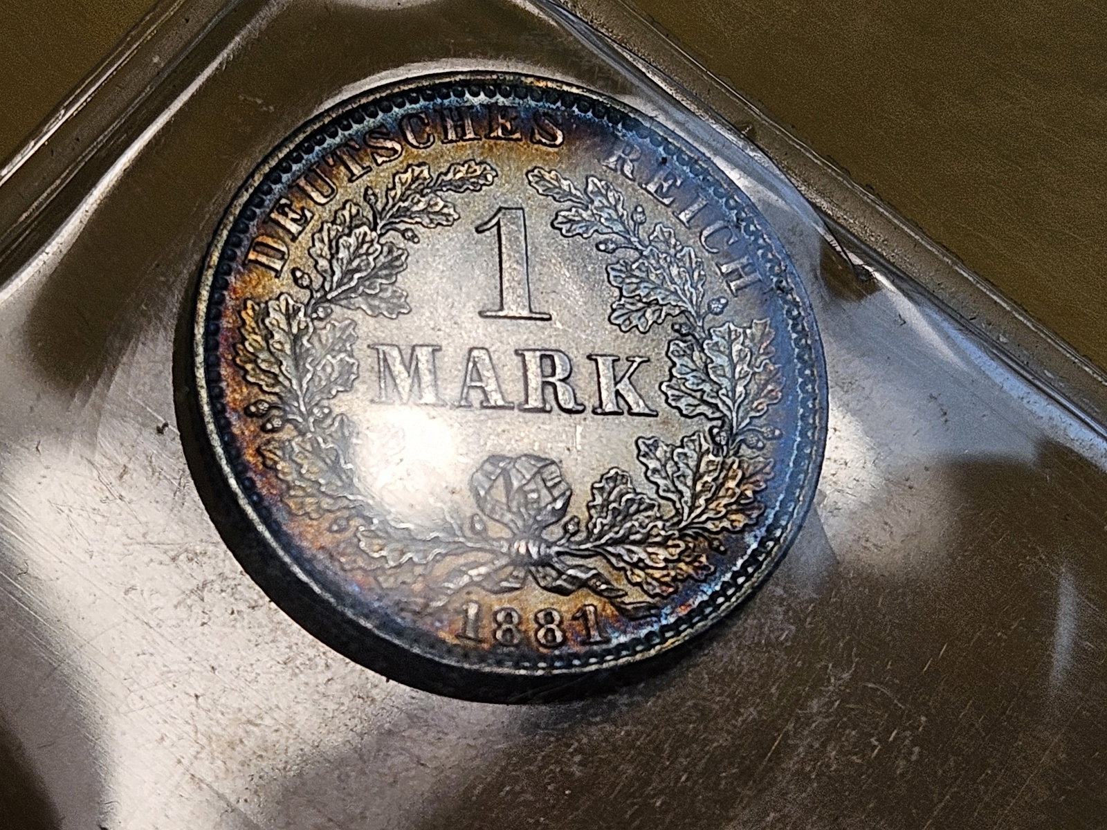 ** Superb GEM 1881-E Germany silver One Mark - 10