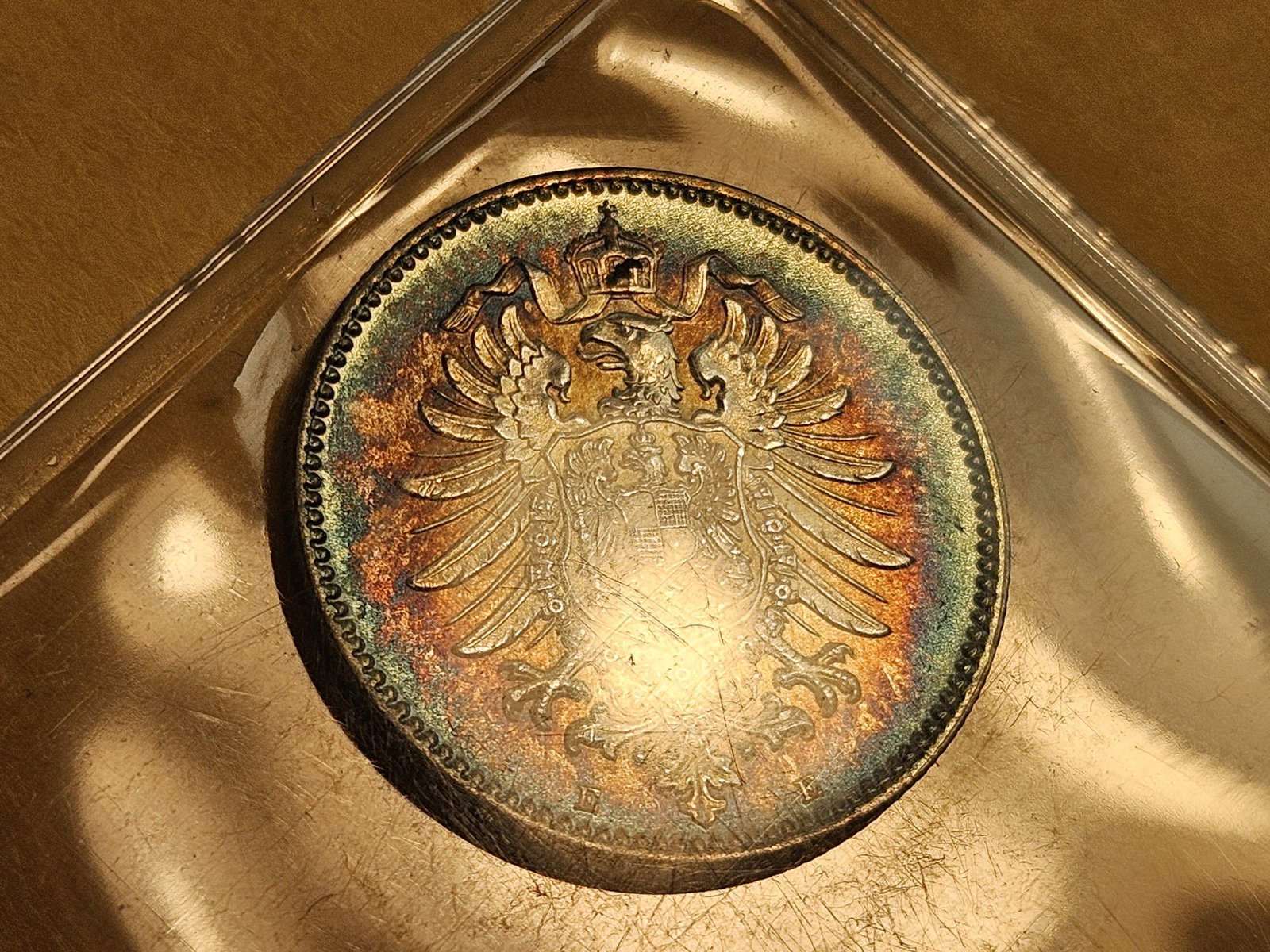 ** Superb GEM 1881-E Germany silver One Mark - 3