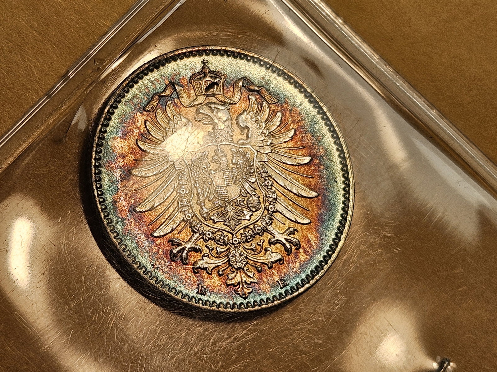 ** Superb GEM 1881-E Germany silver One Mark - 4