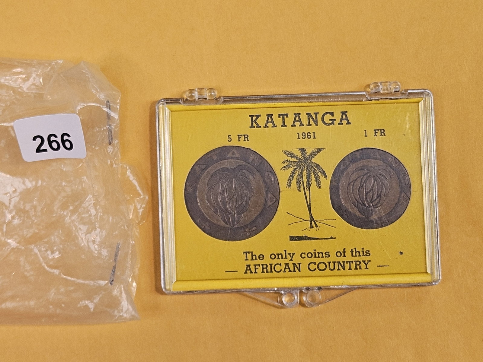 Set of two 1961 coins from Katanga: Katanga one fr and five fr