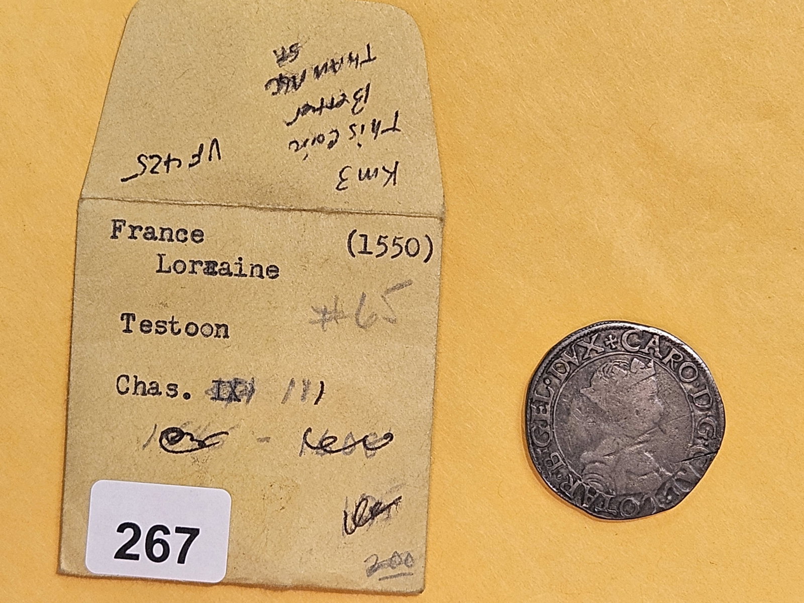 Medieval! 1550 France Lorraine testoon - 2