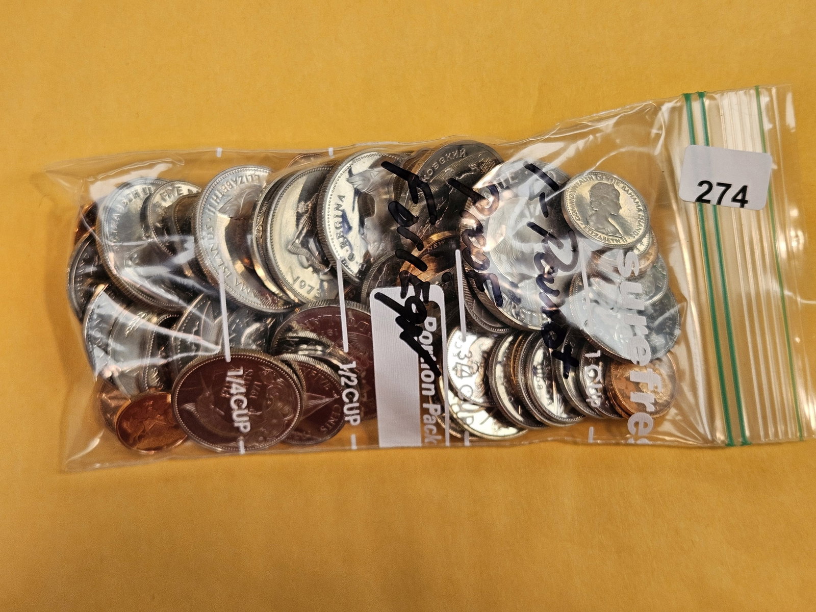 ONE POUND of mixed, Proof, World coins: From dealer. Unchecked by us.