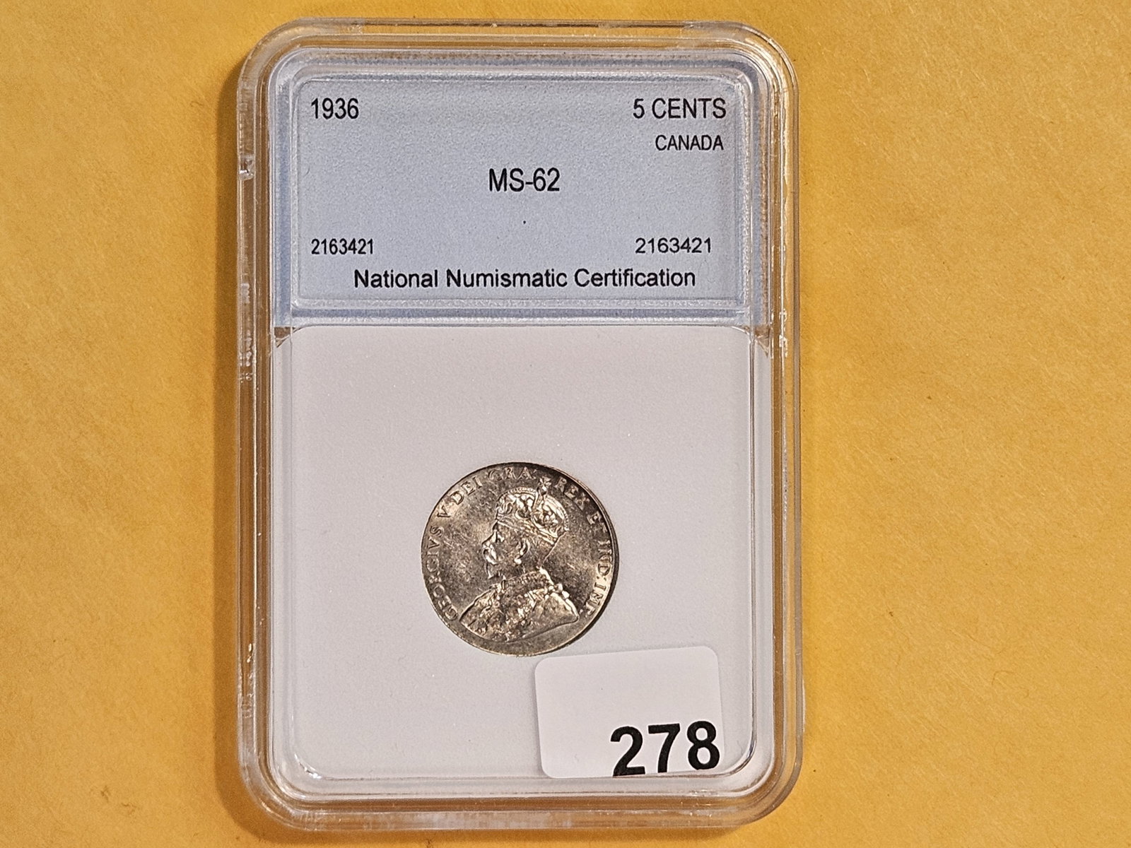 Brilliant 1936 Canada 5 cents - 2