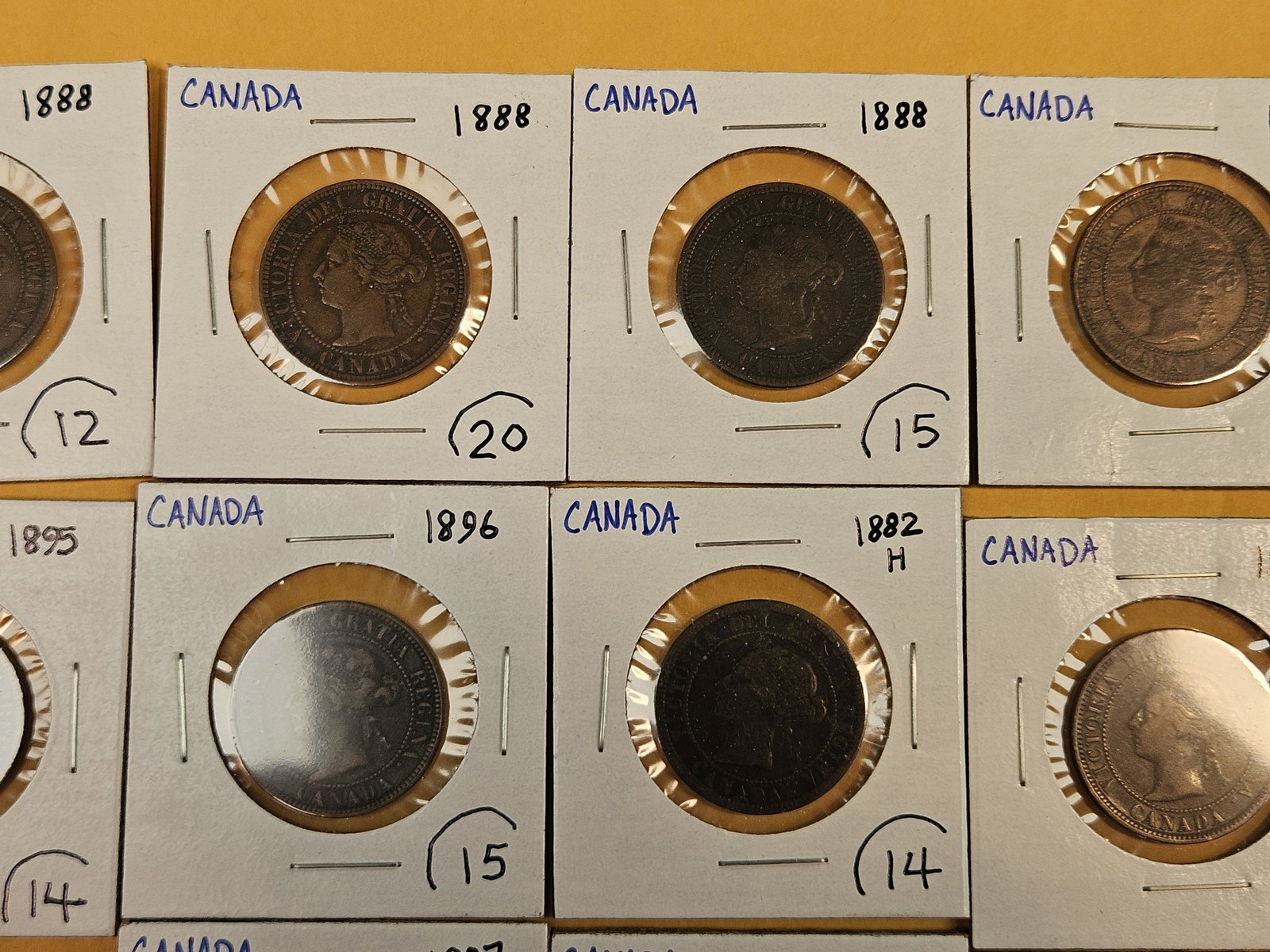 Fifteen mixed Canadian Large Cents - 3