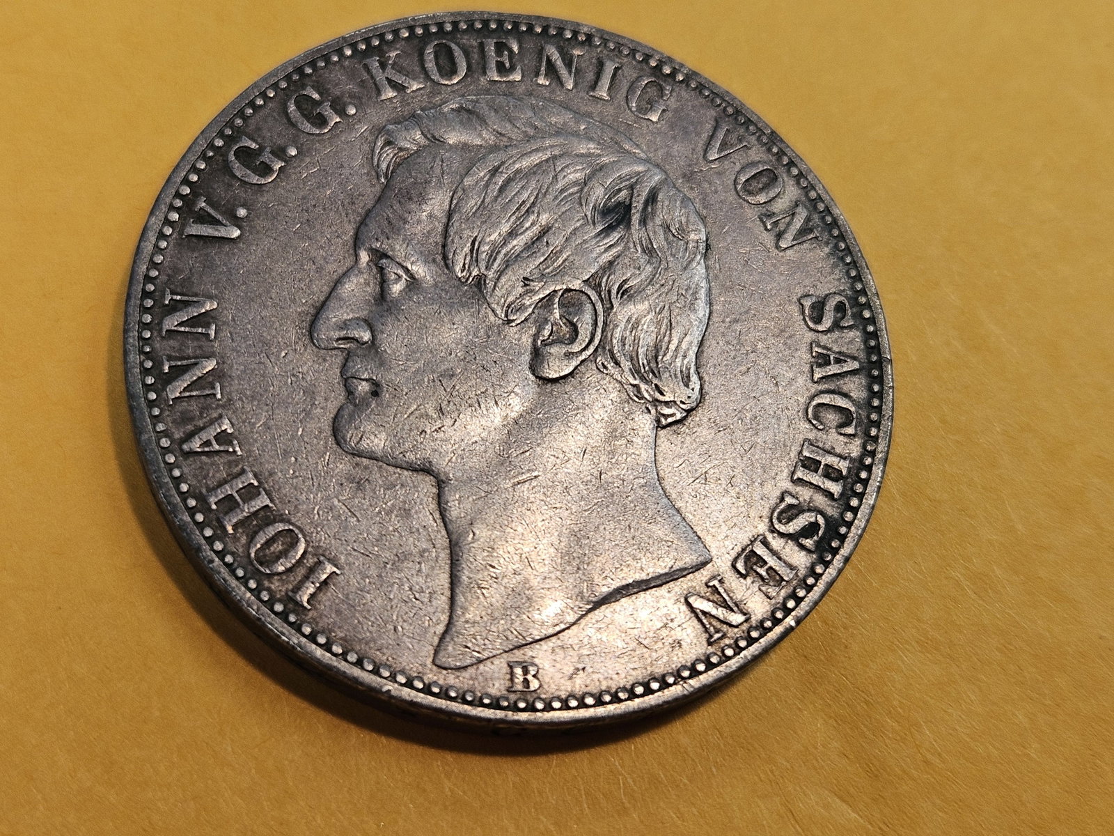 Key Date! 1861-B German States Saxony-Albertine silver 2 thaler - 3