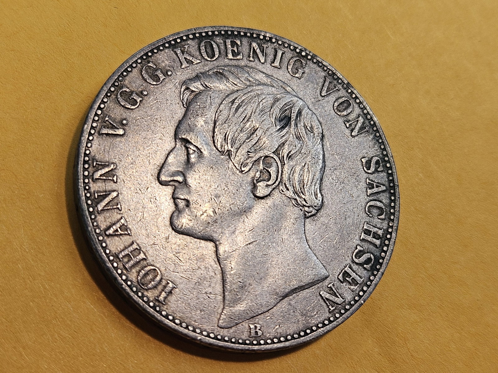 Key Date! 1861-B German States Saxony-Albertine silver 2 thaler - 4