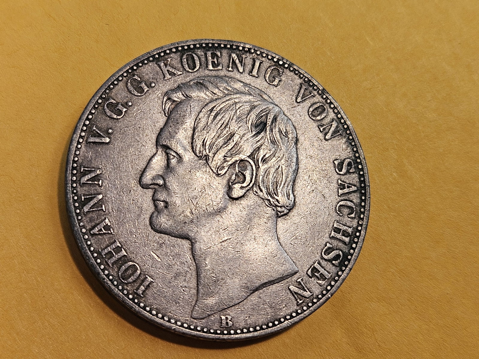 Key Date! 1861-B German States Saxony-Albertine silver 2 thaler - 5