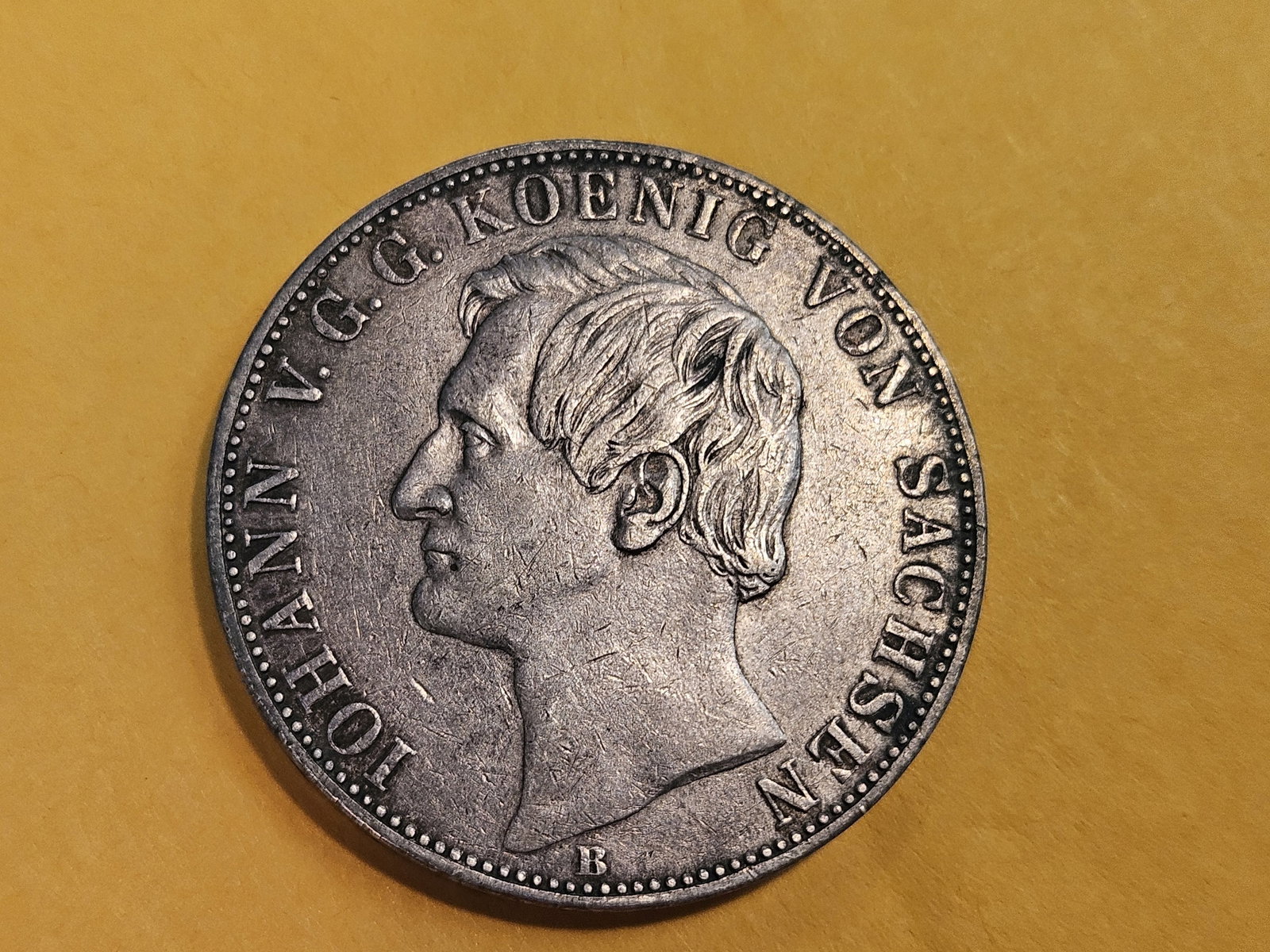 Key Date! 1861-B German States Saxony-Albertine silver 2 thaler - 6