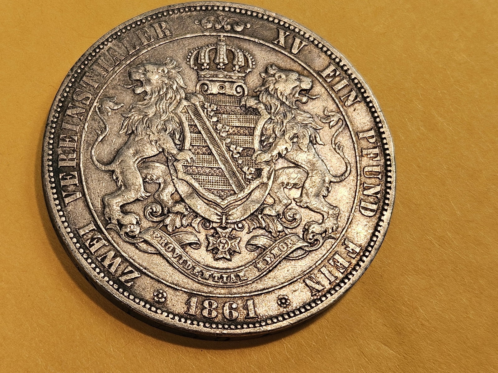 Key Date! 1861-B German States Saxony-Albertine silver 2 thaler - 8