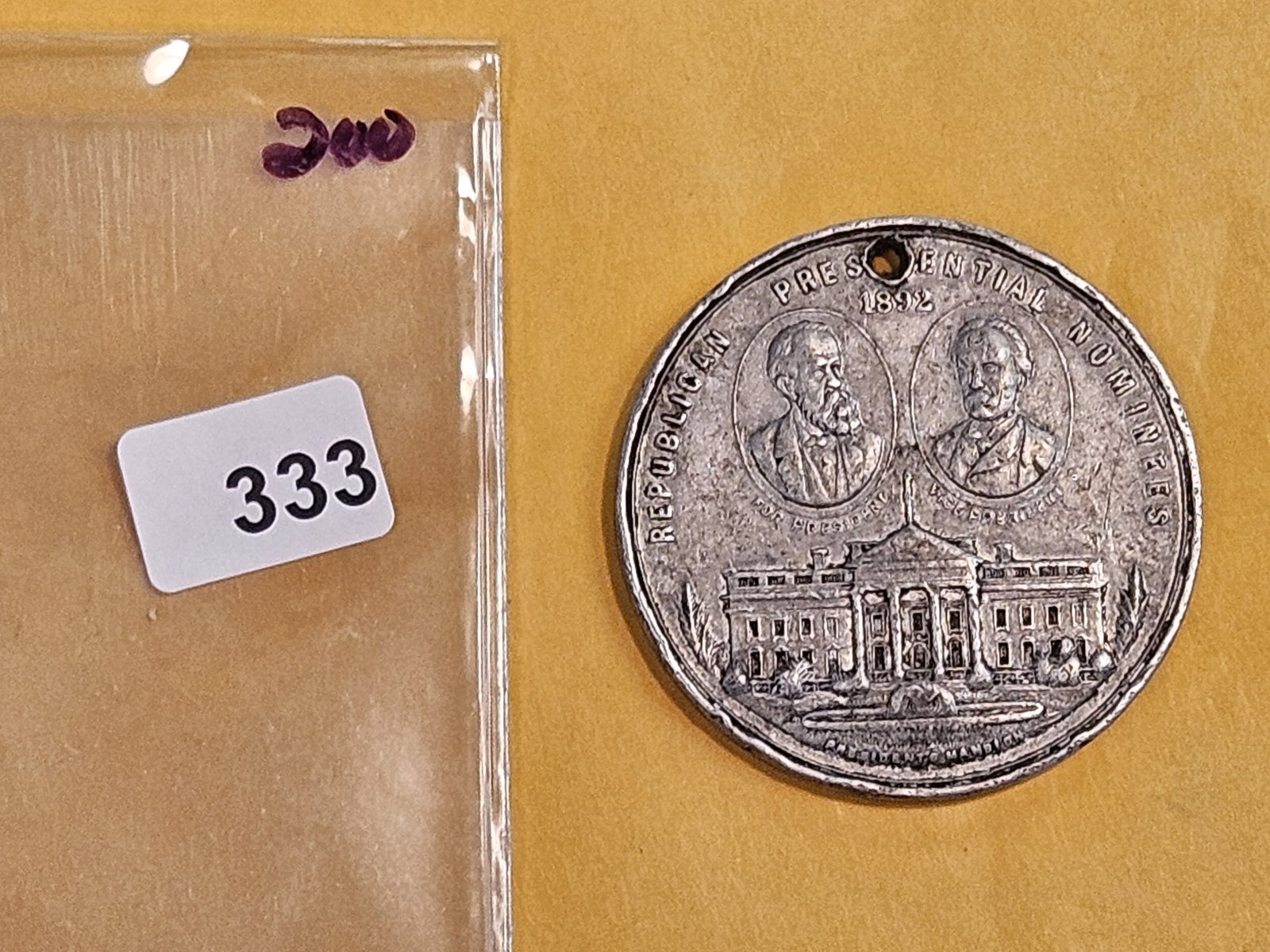Scarcer 1892 Republican Presidential Nominees medal - 2