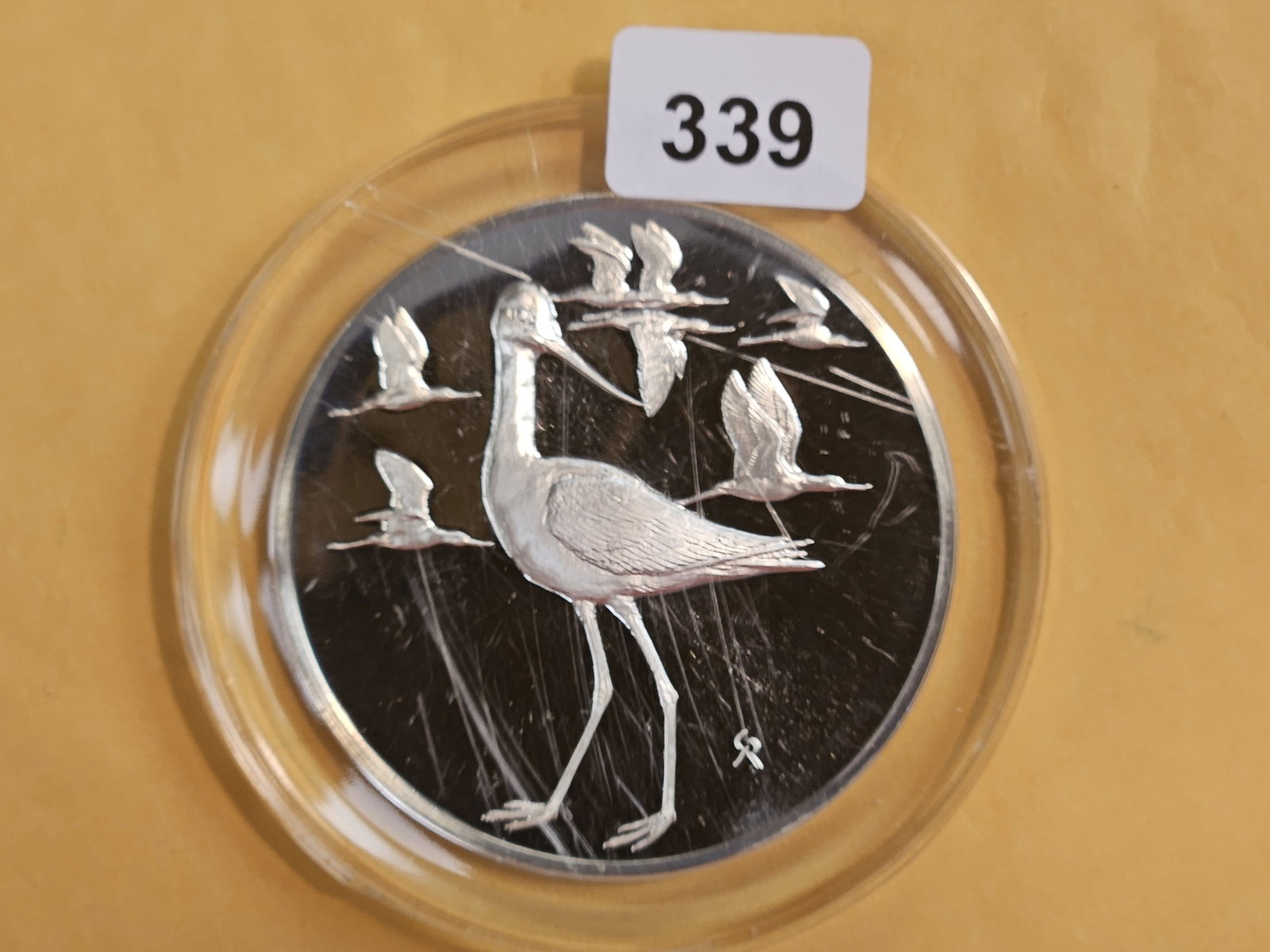 GEM Proof "Roberts Birds" Silver Medal: 1971. Weighs 2.135 Troy ounces. Sterling Silver! Numbered #15 Avocets.