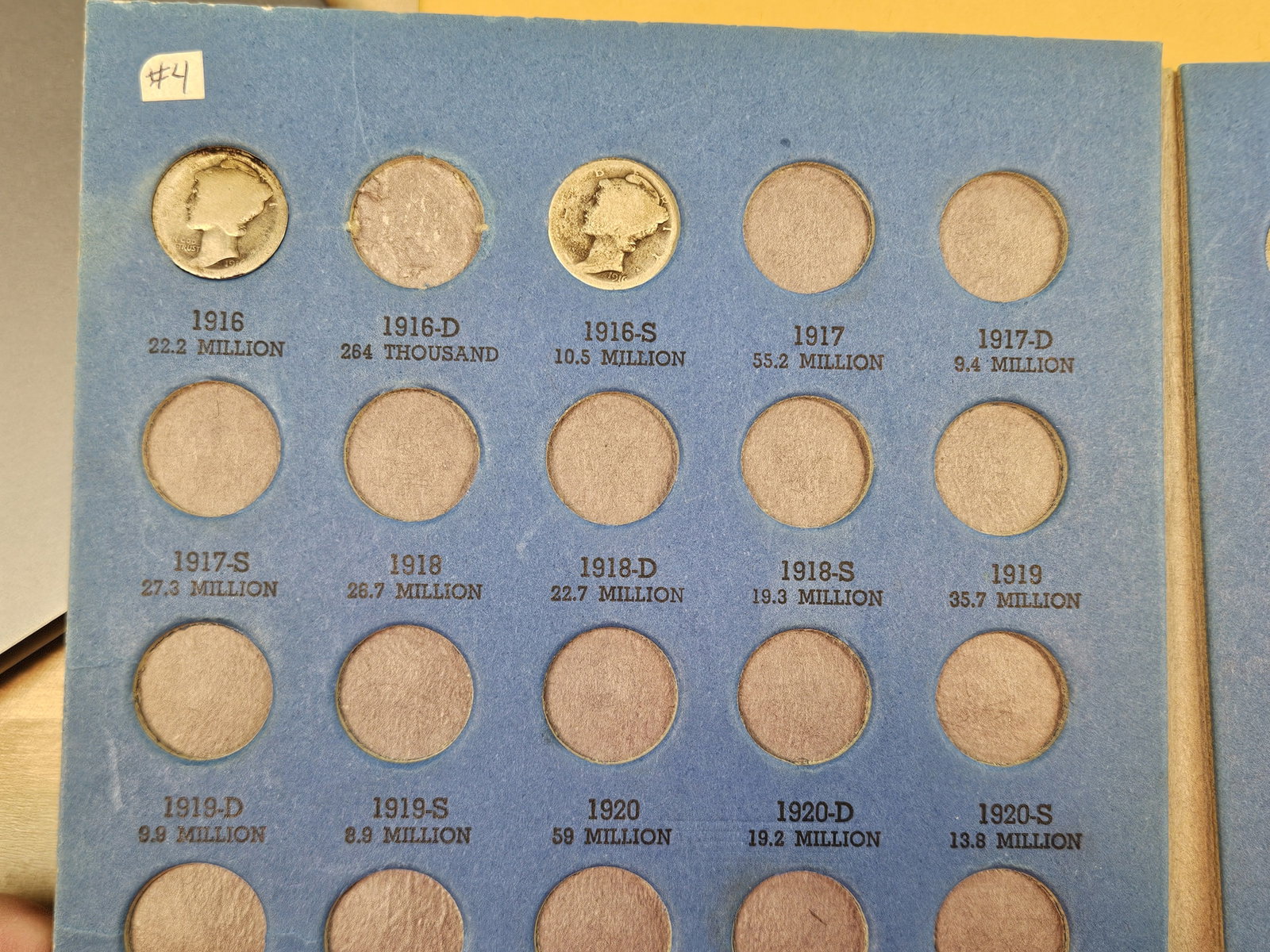 Partially Complete Mercury silver Dime collection - 2