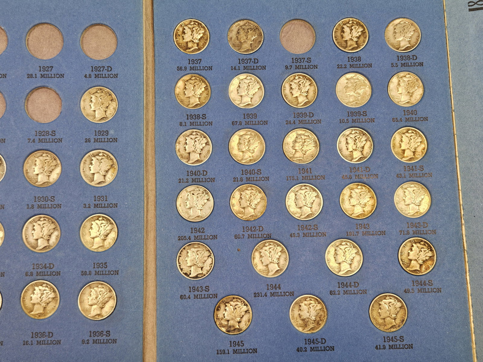 Partially Complete Mercury silver Dime collection - 4
