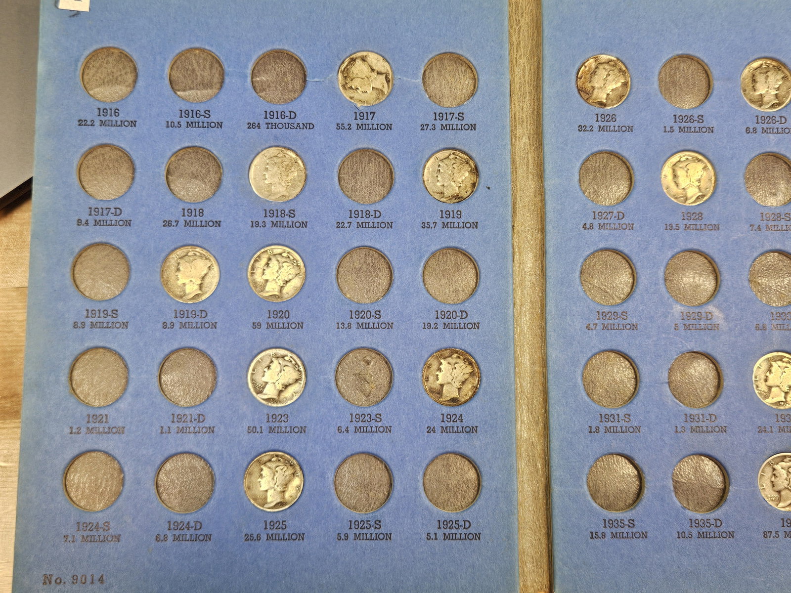 Partially Complete Mercury silver Dime collection - 2