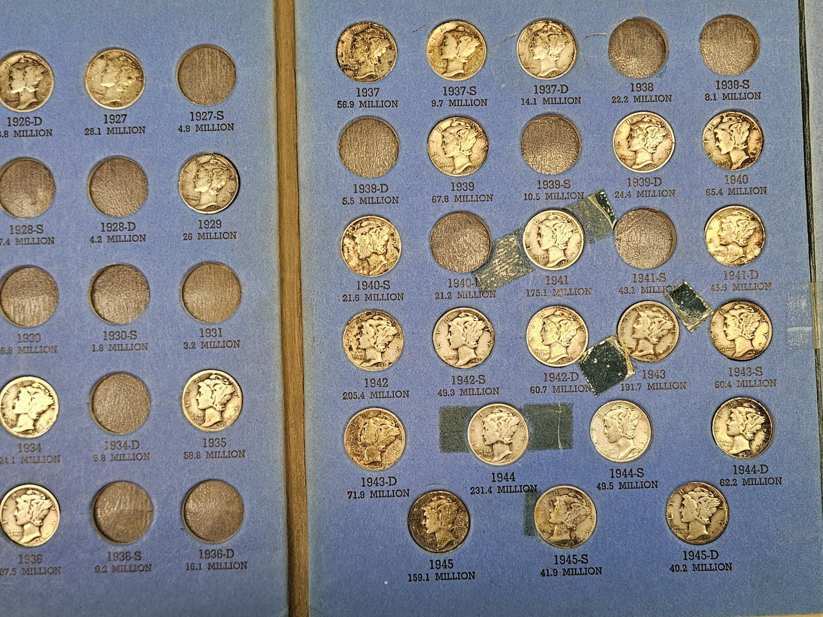 Partially Complete Mercury silver Dime collection - 4