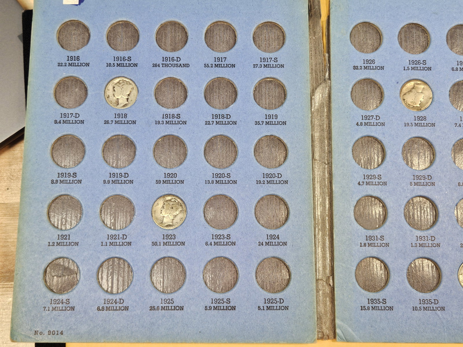 Partially Complete Mercury silver Dime collection - 2