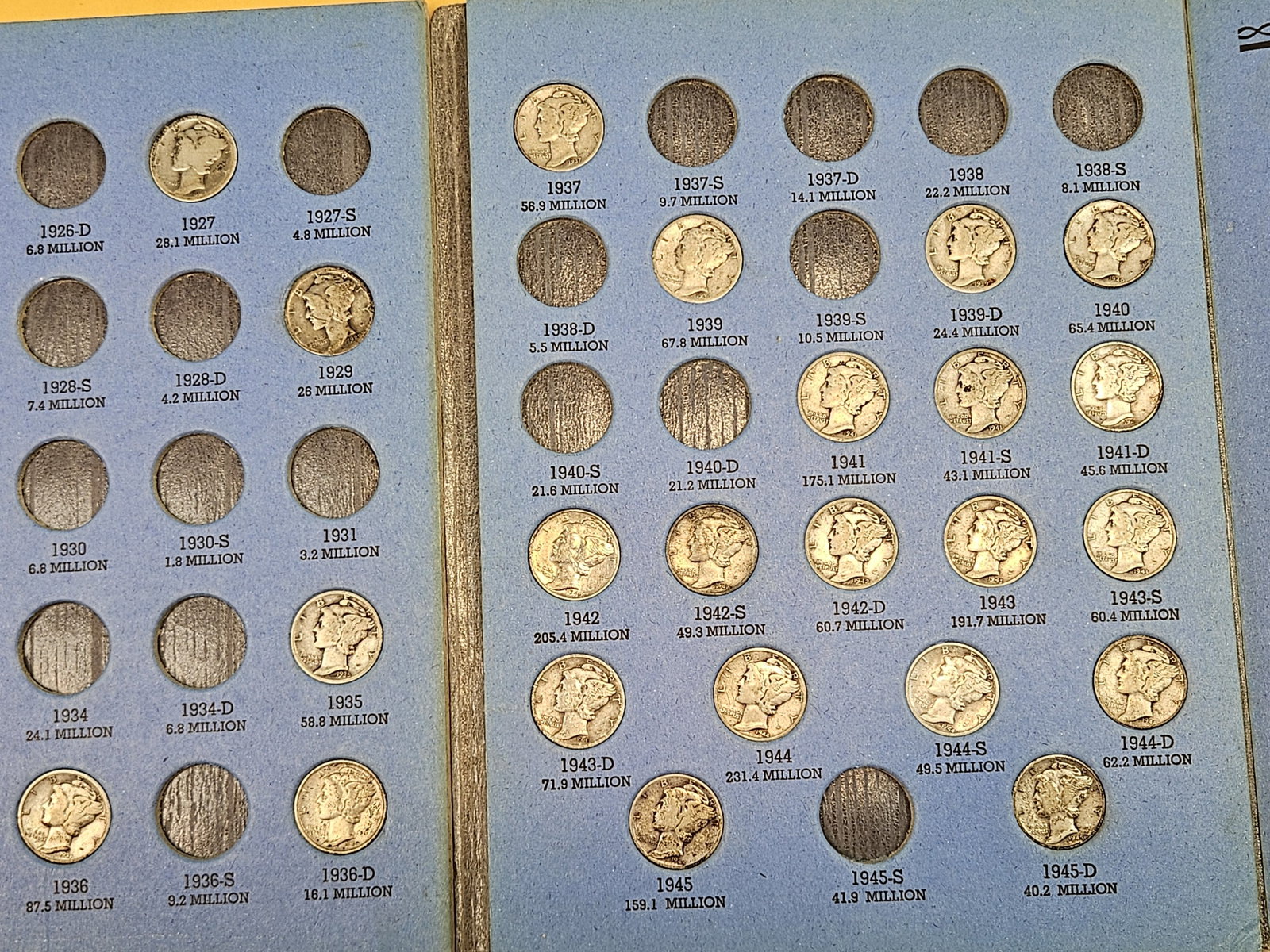 Partially Complete Mercury silver Dime collection - 4