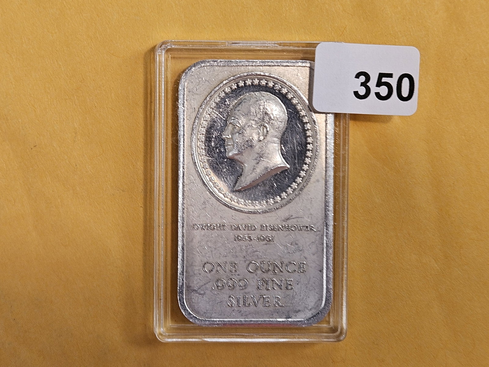 One Troy ounce .999 fine silver art bar: We like Ike!